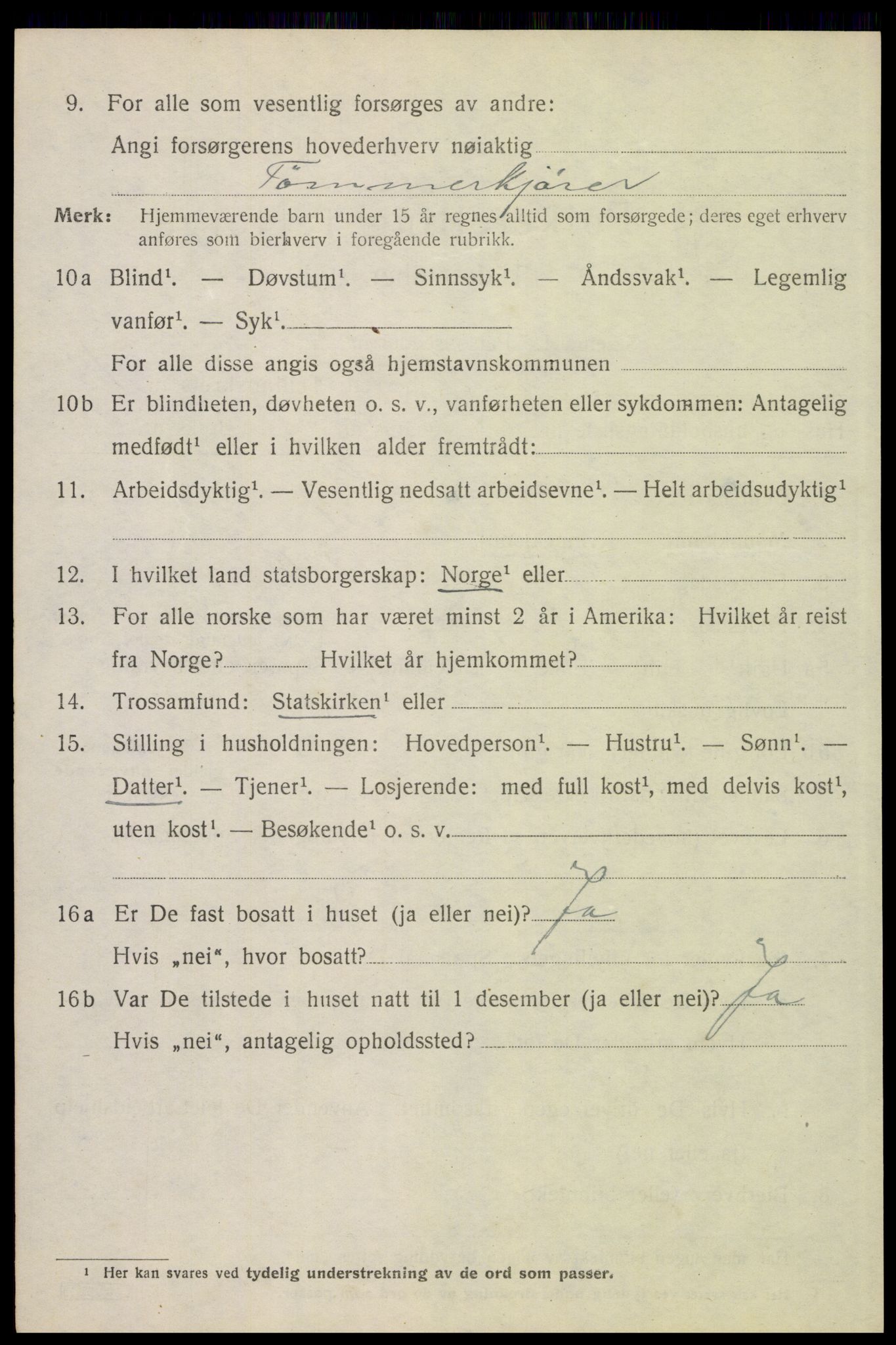 SAH, 1920 census for Trysil, 1920, p. 12588