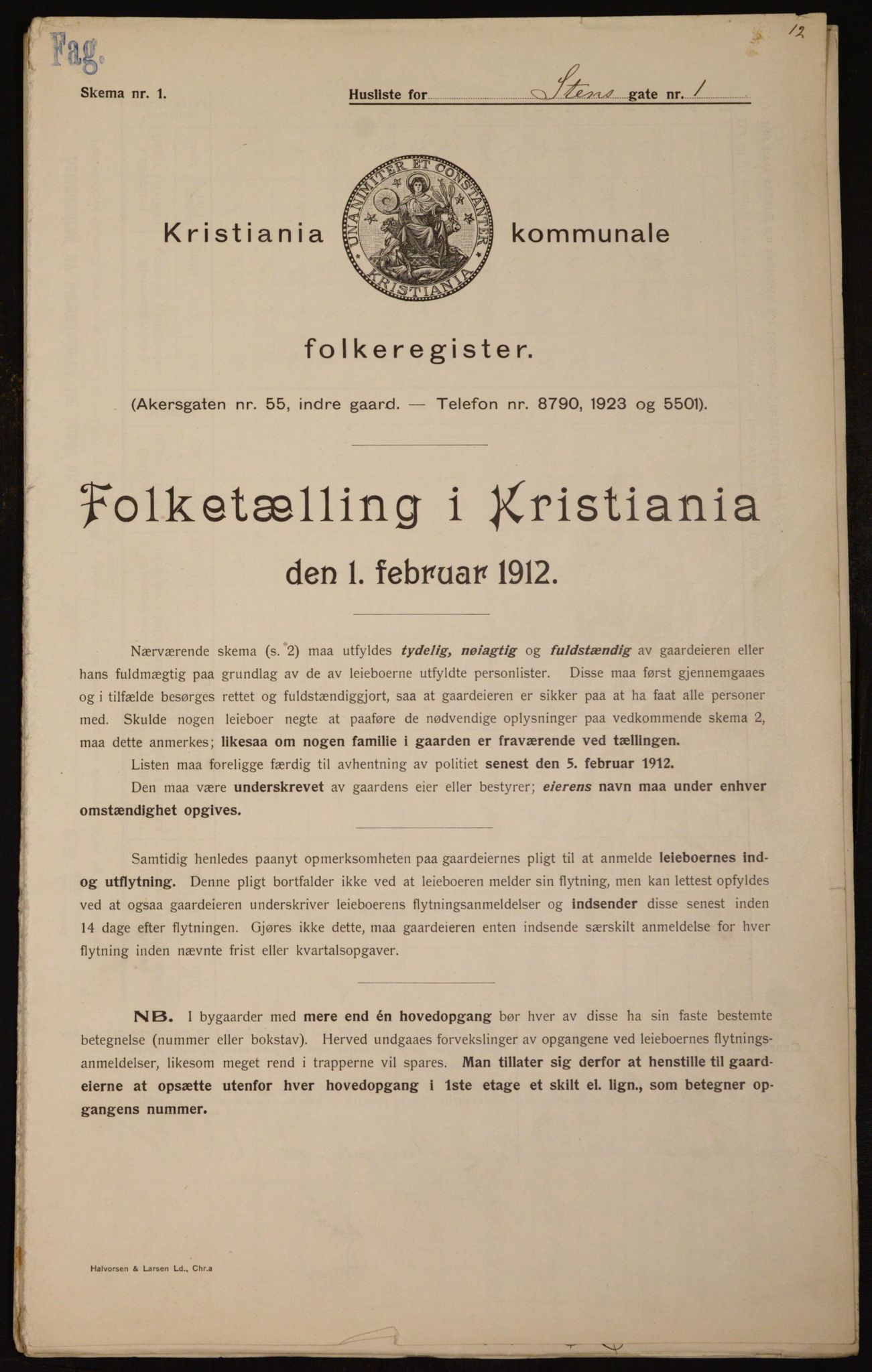 OBA, Municipal Census 1912 for Kristiania, 1912, p. 101636