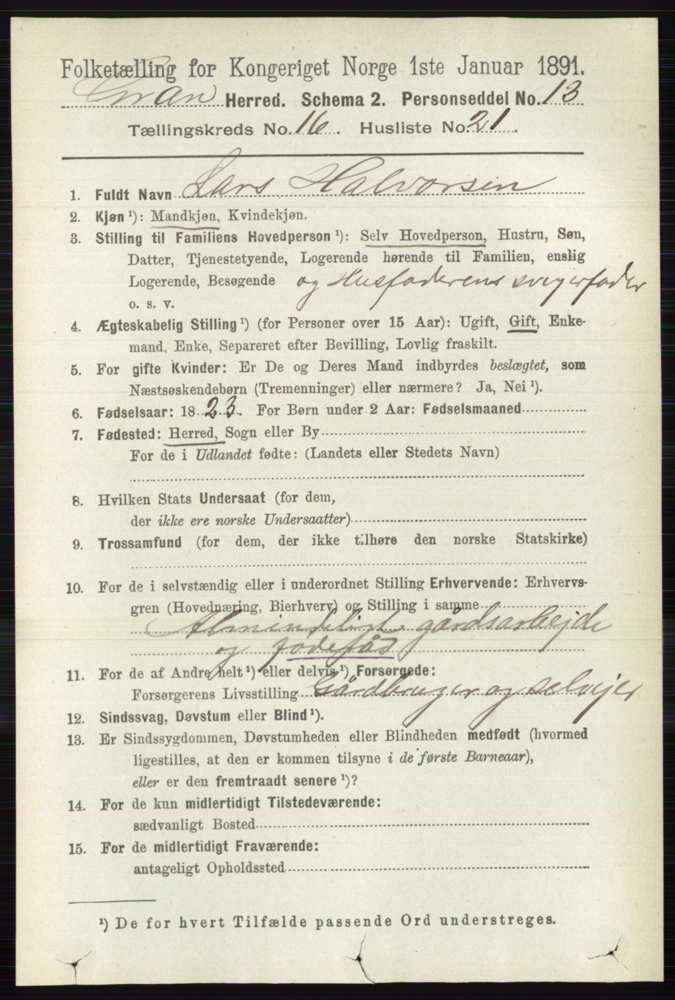 RA, 1891 census for 0534 Gran, 1891, p. 8241