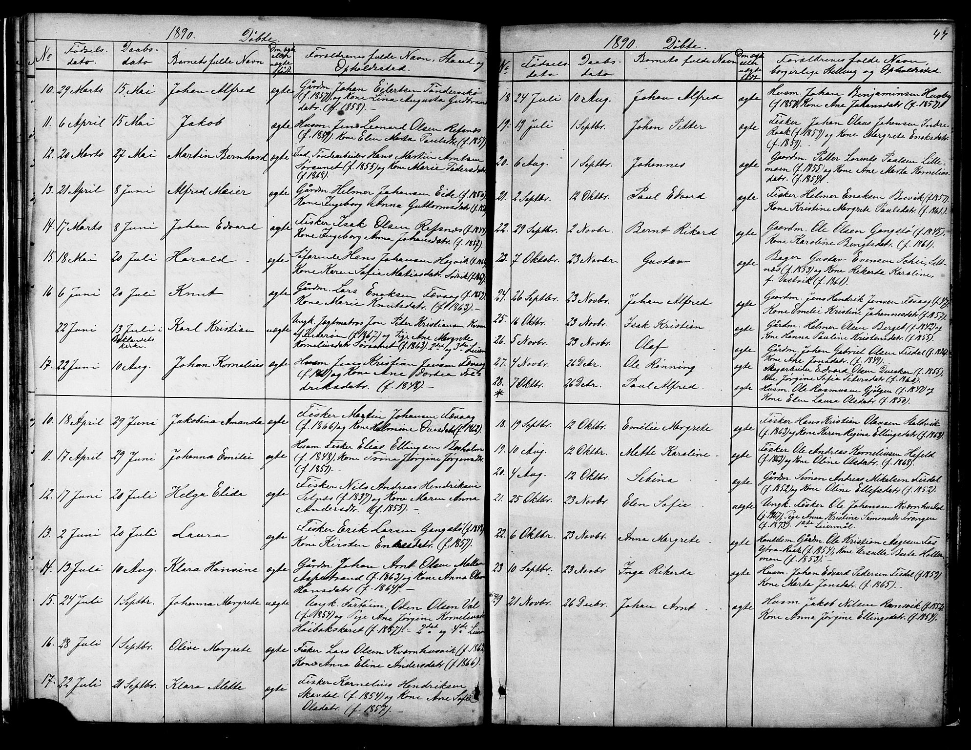 Ministerialprotokoller, klokkerbøker og fødselsregistre - Sør-Trøndelag, SAT/A-1456/653/L0657: Parish register (copy) no. 653C01, 1866-1893, p. 47