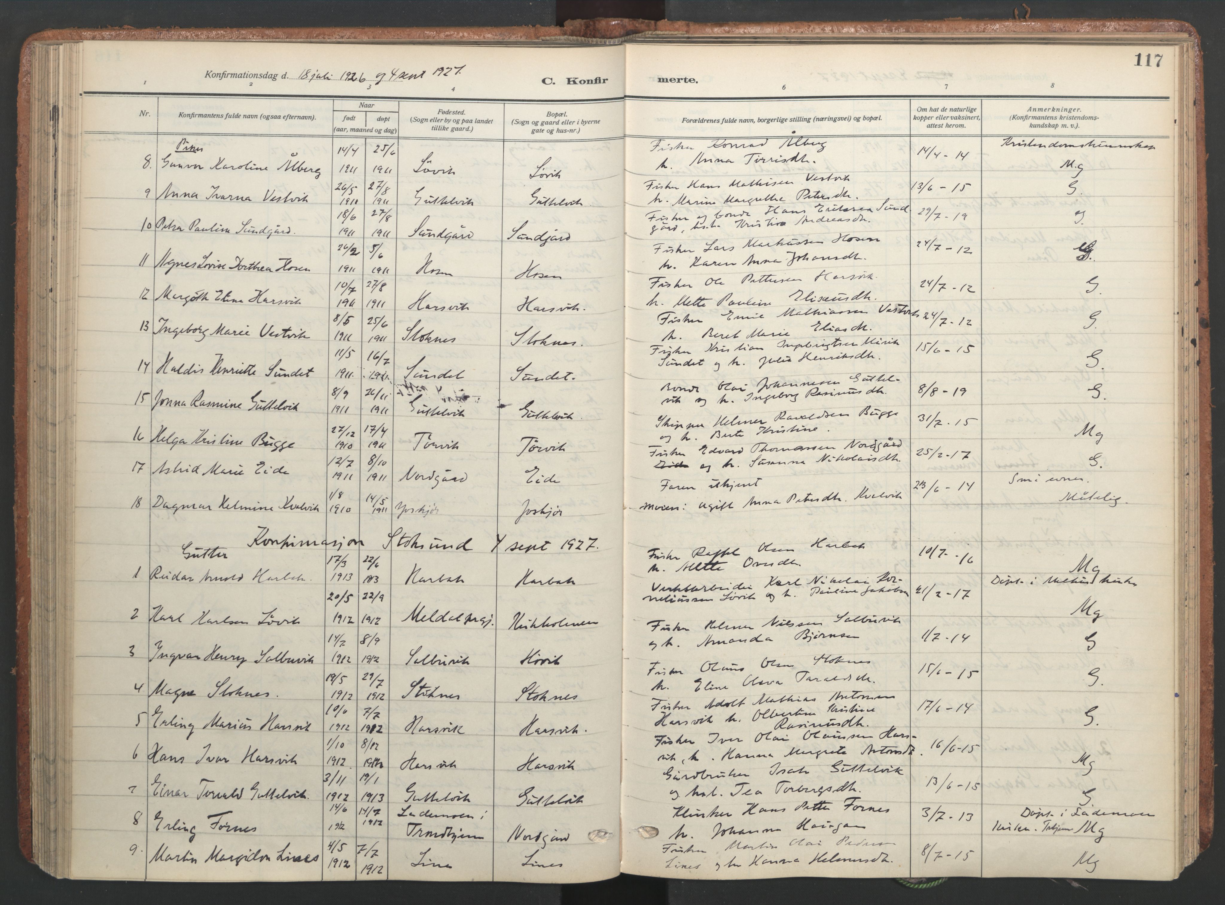 Ministerialprotokoller, klokkerbøker og fødselsregistre - Sør-Trøndelag, SAT/A-1456/656/L0694: Parish register (official) no. 656A03, 1914-1931, p. 117