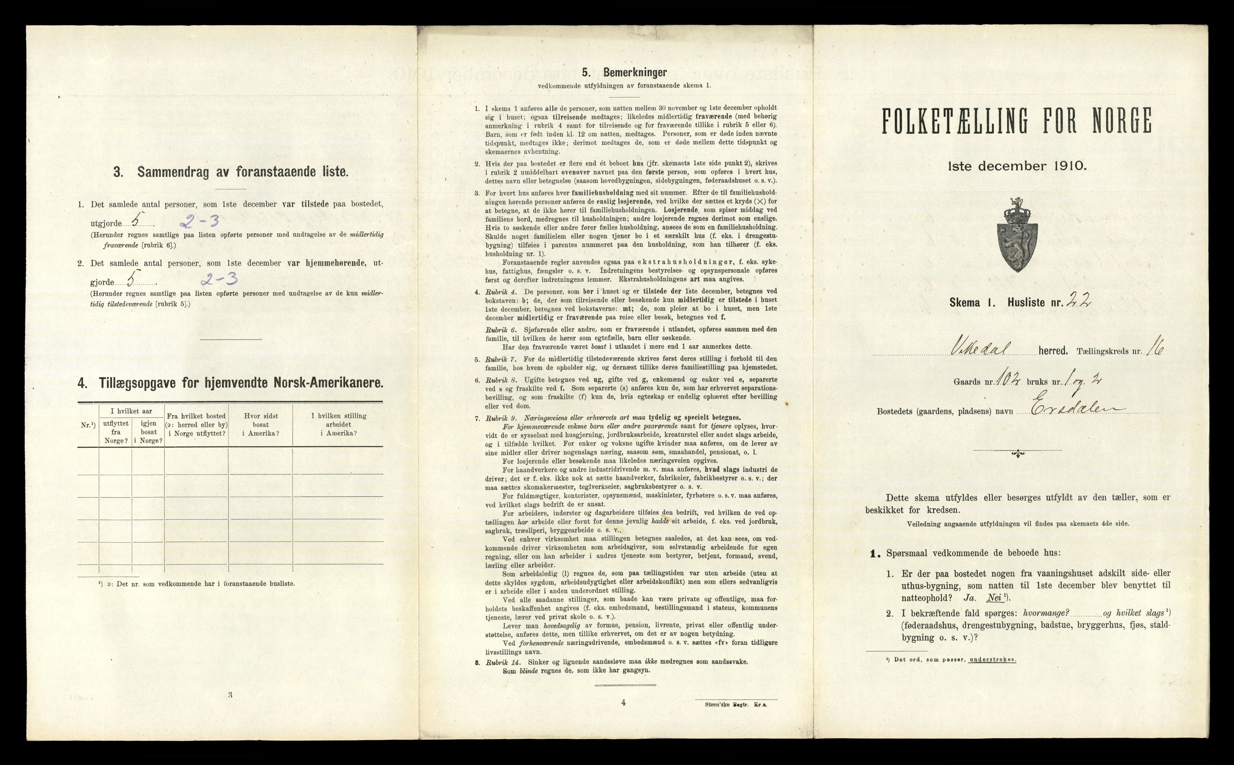 RA, 1910 census for Vikedal, 1910, p. 1033