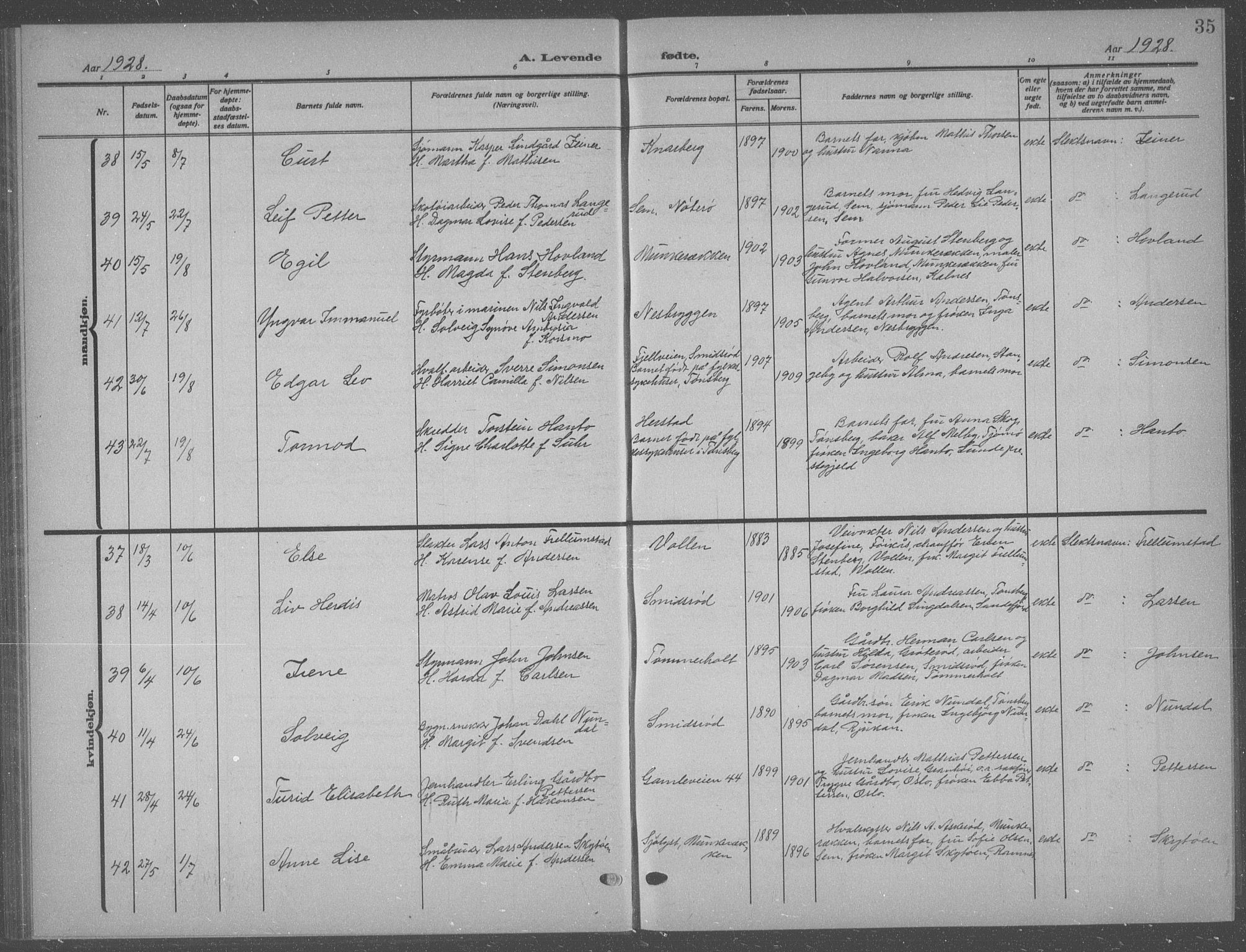 Nøtterøy kirkebøker, AV/SAKO-A-354/G/Ga/L0006: Parish register (copy) no. I 6, 1925-1939, p. 35