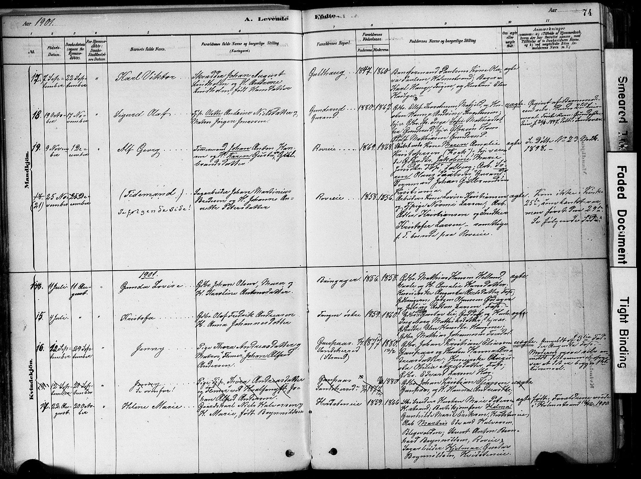 Botne kirkebøker, AV/SAKO-A-340/F/Fa/L0007: Parish register (official) no. I 7, 1878-1910, p. 74