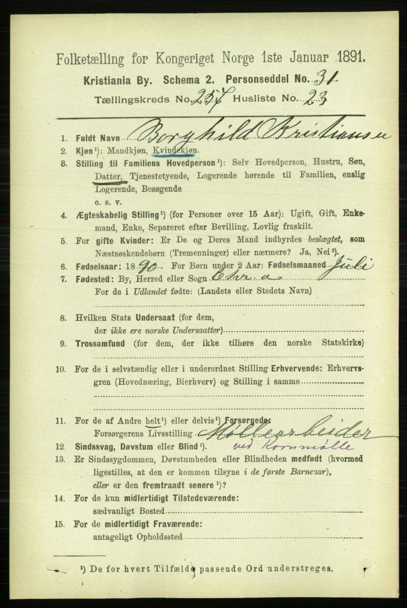 RA, 1891 census for 0301 Kristiania, 1891, p. 156833