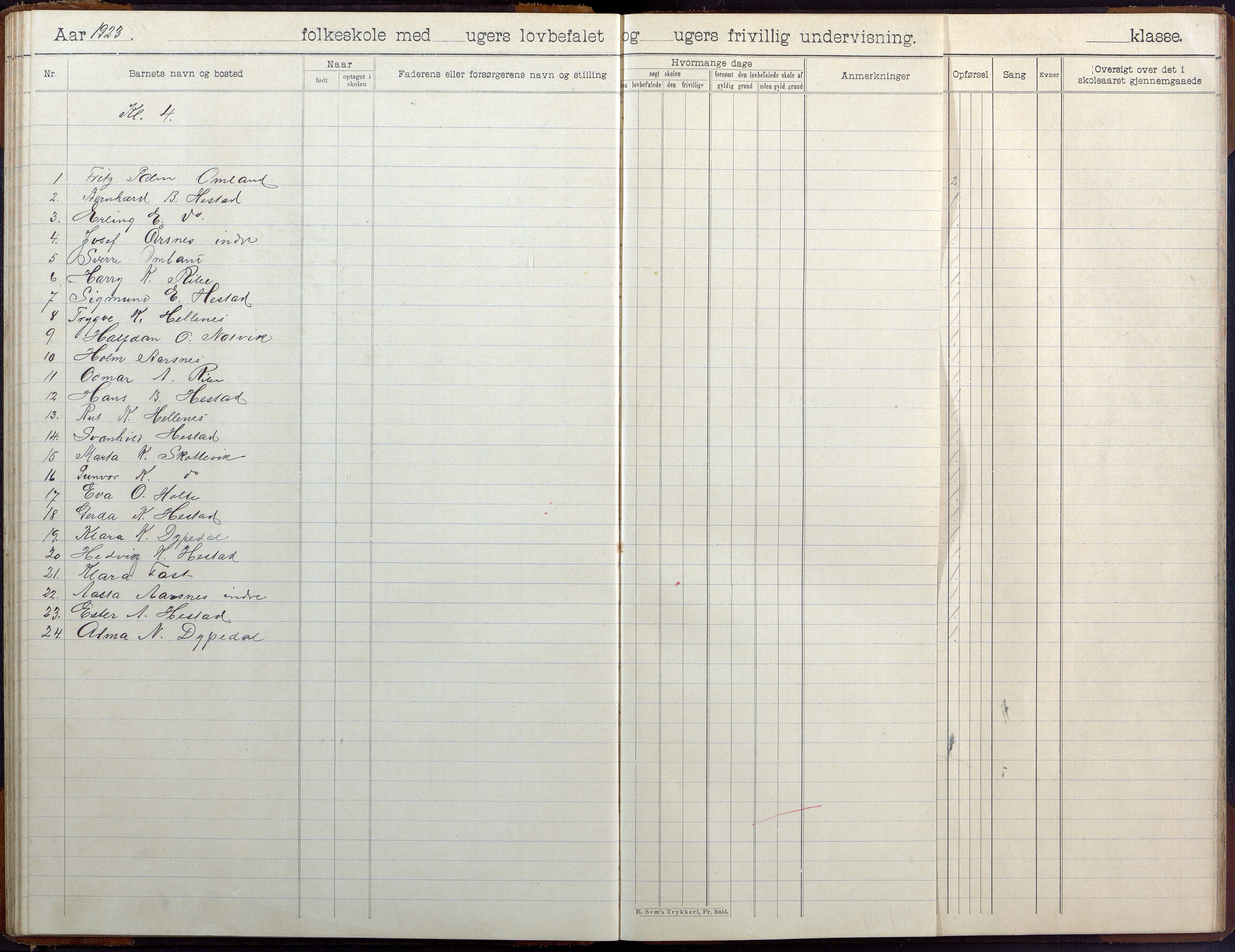 Høvåg kommune, AAKS/KA0927-PK/2/2/L0041: Ytre Årsnes og Ulvøysund - Skoleprotokoll (Ytre Årsnes, Hæstad), 1905-1929