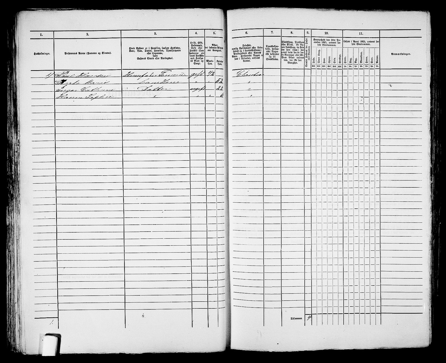 RA, 1865 census for Kristiansand, 1865, p. 573