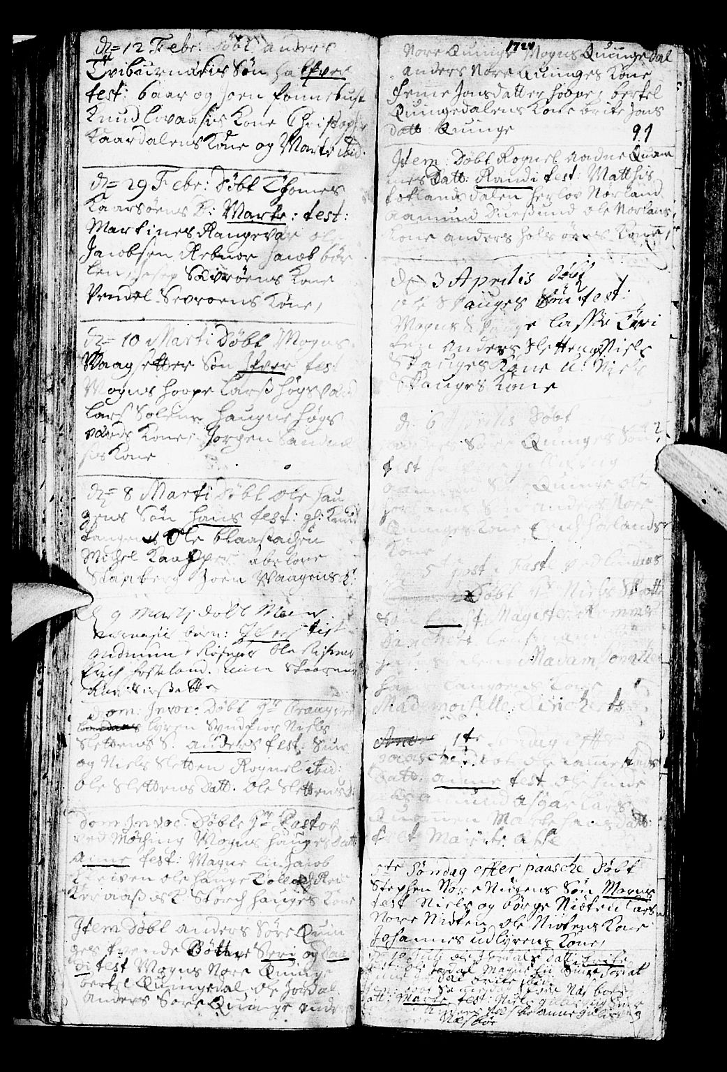 Lindås Sokneprestembete, AV/SAB-A-76701/H/Haa/Haaa/L0001: Parish register (official) no. A 1, 1699-1746, p. 91