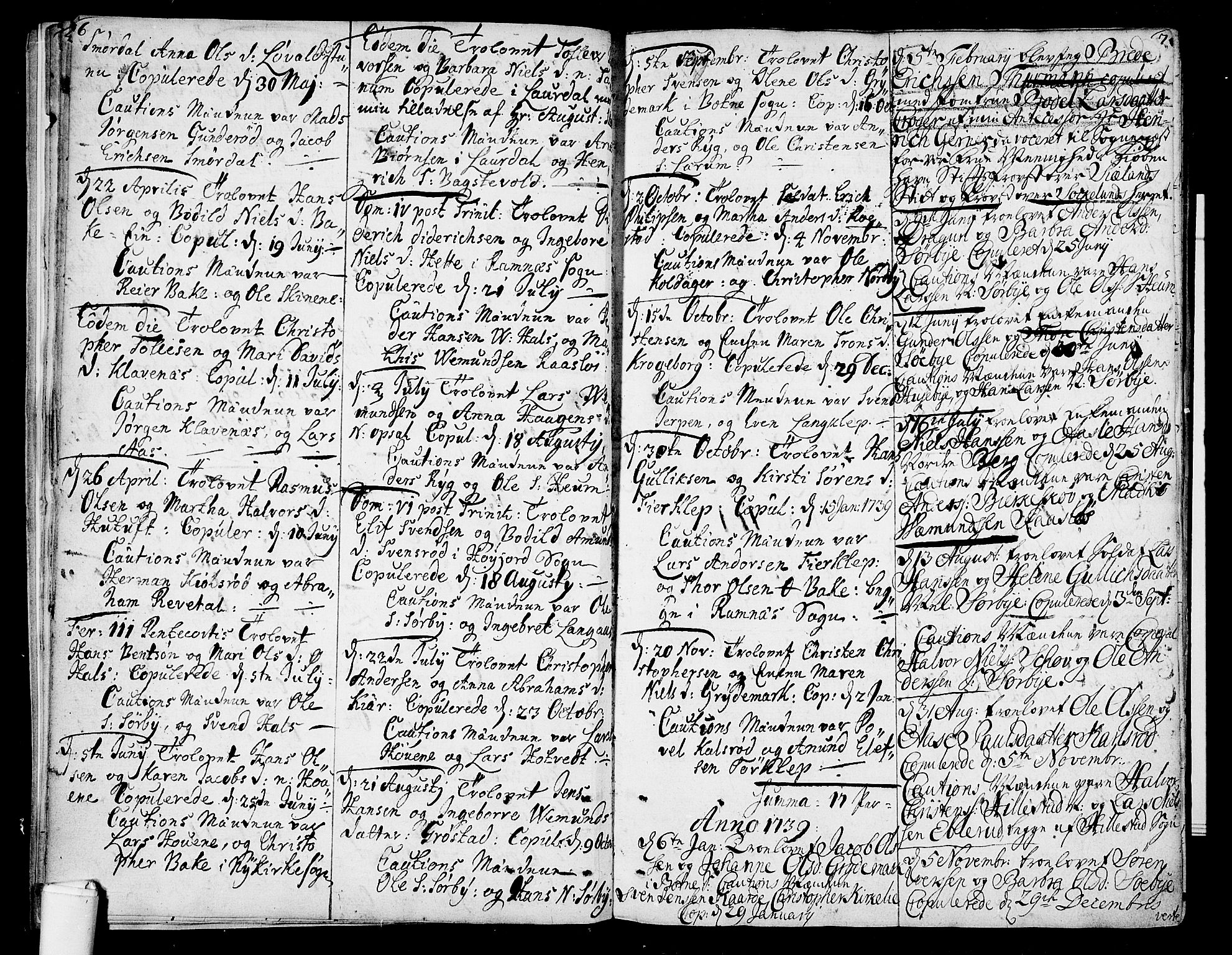 Våle kirkebøker, SAKO/A-334/F/Fa/L0003: Parish register (official) no. I 3, 1732-1773, p. 6-7