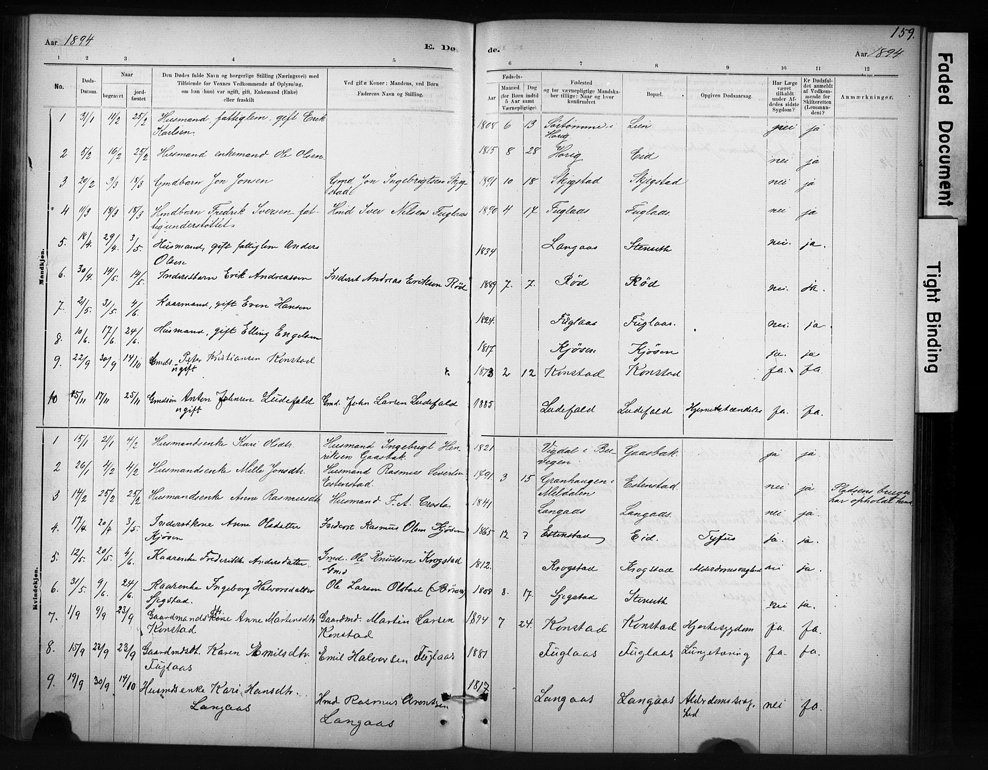 Ministerialprotokoller, klokkerbøker og fødselsregistre - Sør-Trøndelag, AV/SAT-A-1456/694/L1127: Parish register (official) no. 694A01, 1887-1905, p. 159