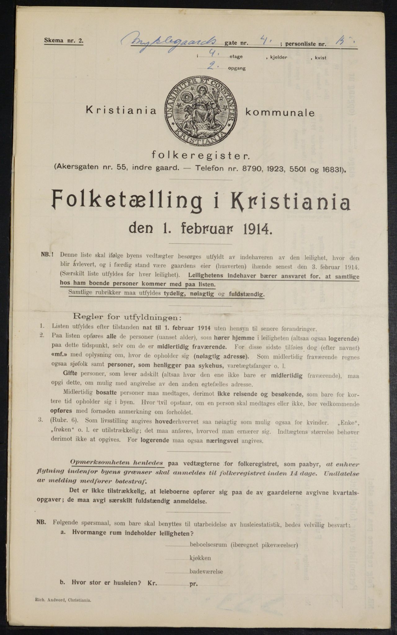 OBA, Municipal Census 1914 for Kristiania, 1914, p. 68305