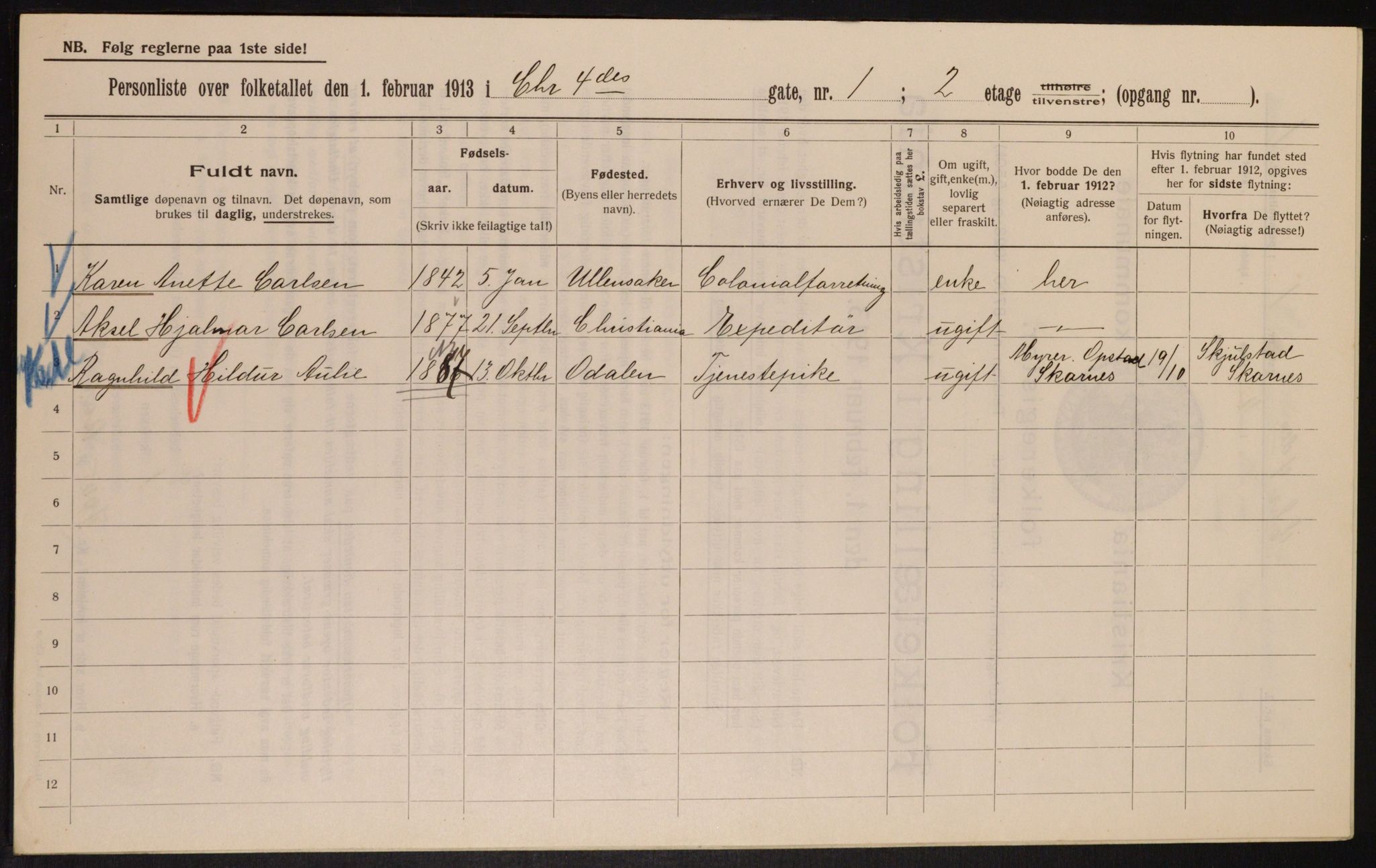 OBA, Municipal Census 1913 for Kristiania, 1913, p. 53841