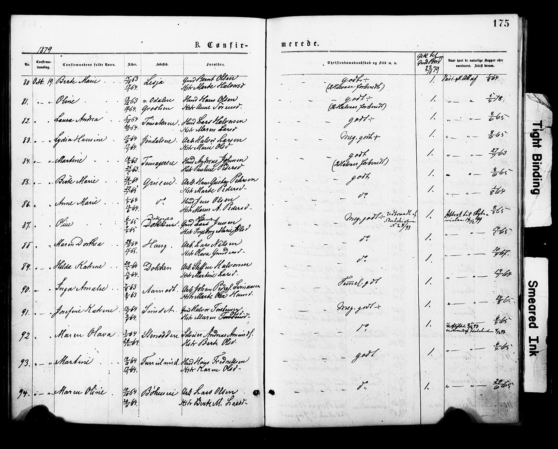 Eidsvoll prestekontor Kirkebøker, AV/SAO-A-10888/F/Fa/L0001: Parish register (official) no. I 1, 1877-1881, p. 175