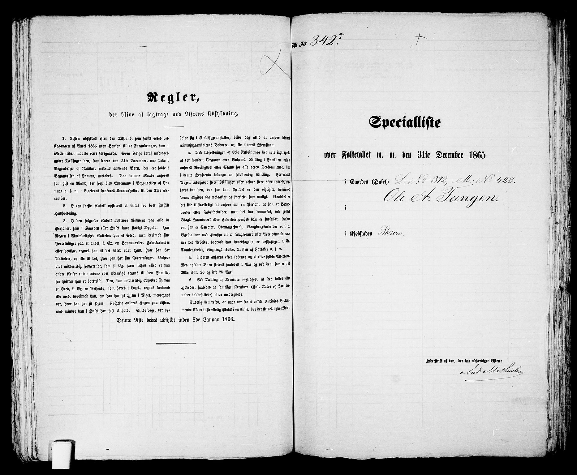 RA, 1865 census for Skien, 1865, p. 698