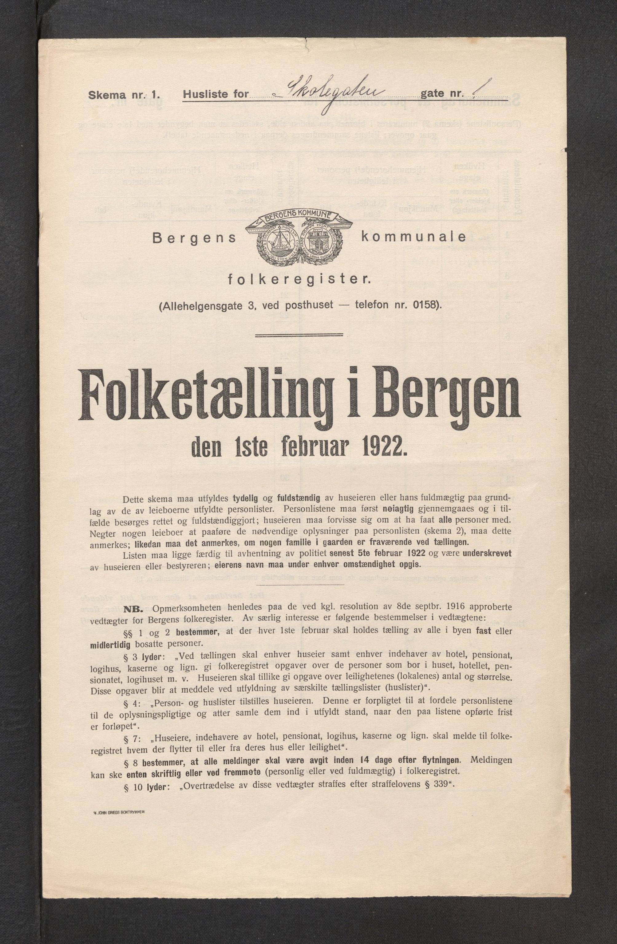 SAB, Municipal Census 1922 for Bergen, 1922, p. 37081