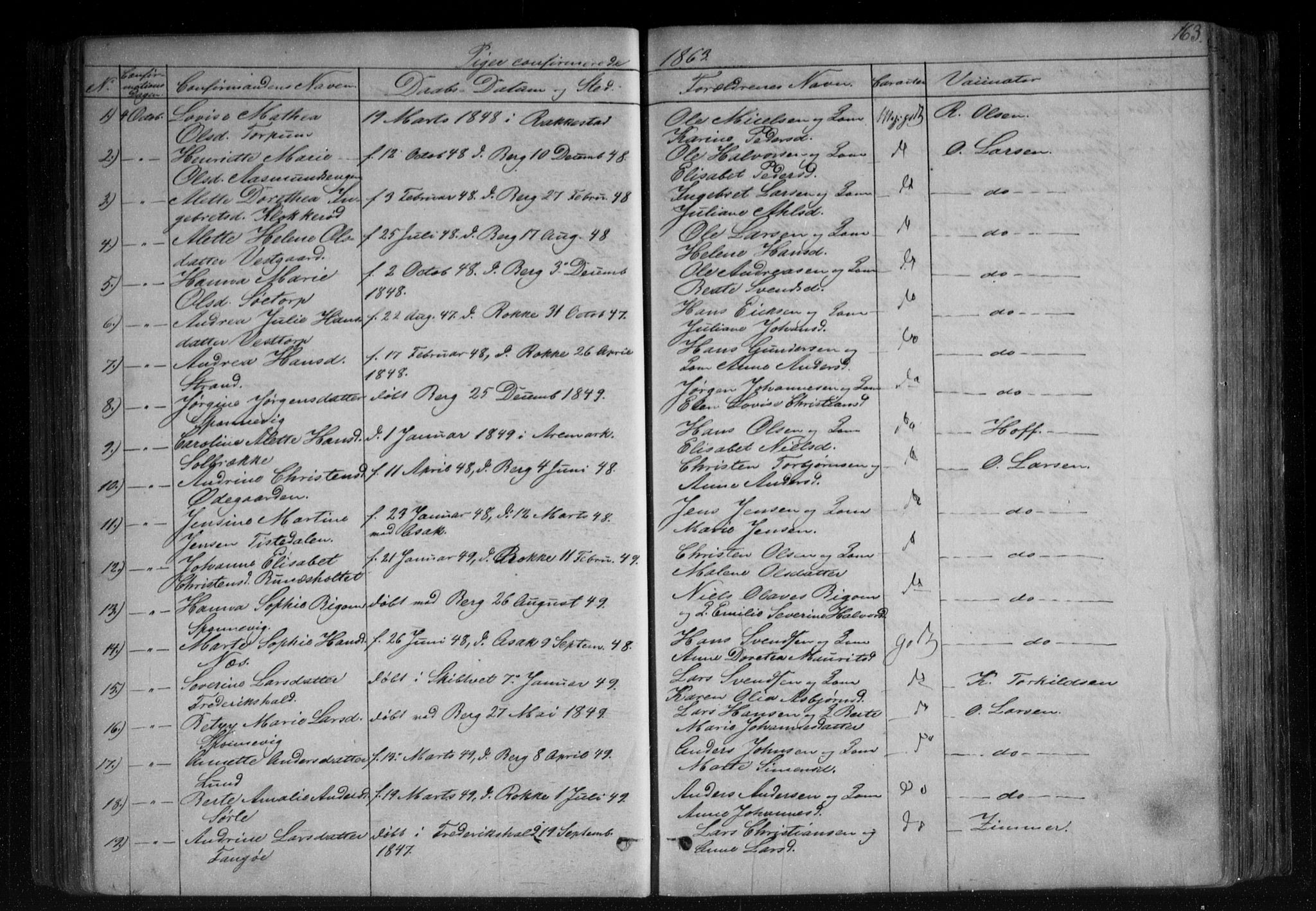 Berg prestekontor Kirkebøker, AV/SAO-A-10902/F/Fa/L0005: Parish register (official) no. I 5, 1861-1877, p. 163