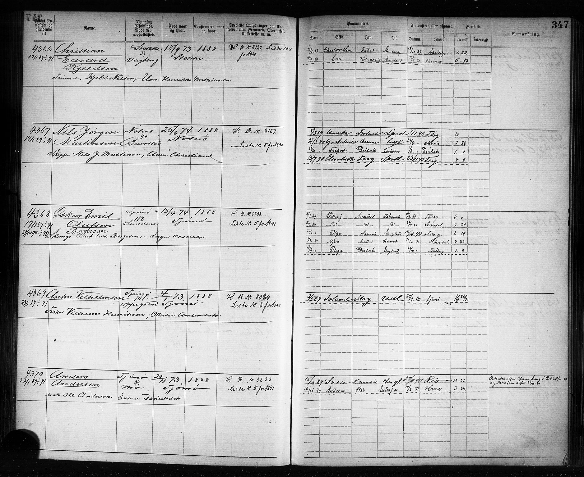 Tønsberg innrulleringskontor, AV/SAKO-A-786/F/Fb/L0007: Annotasjonsrulle Patent nr. 2636-5150, 1881-1892, p. 348