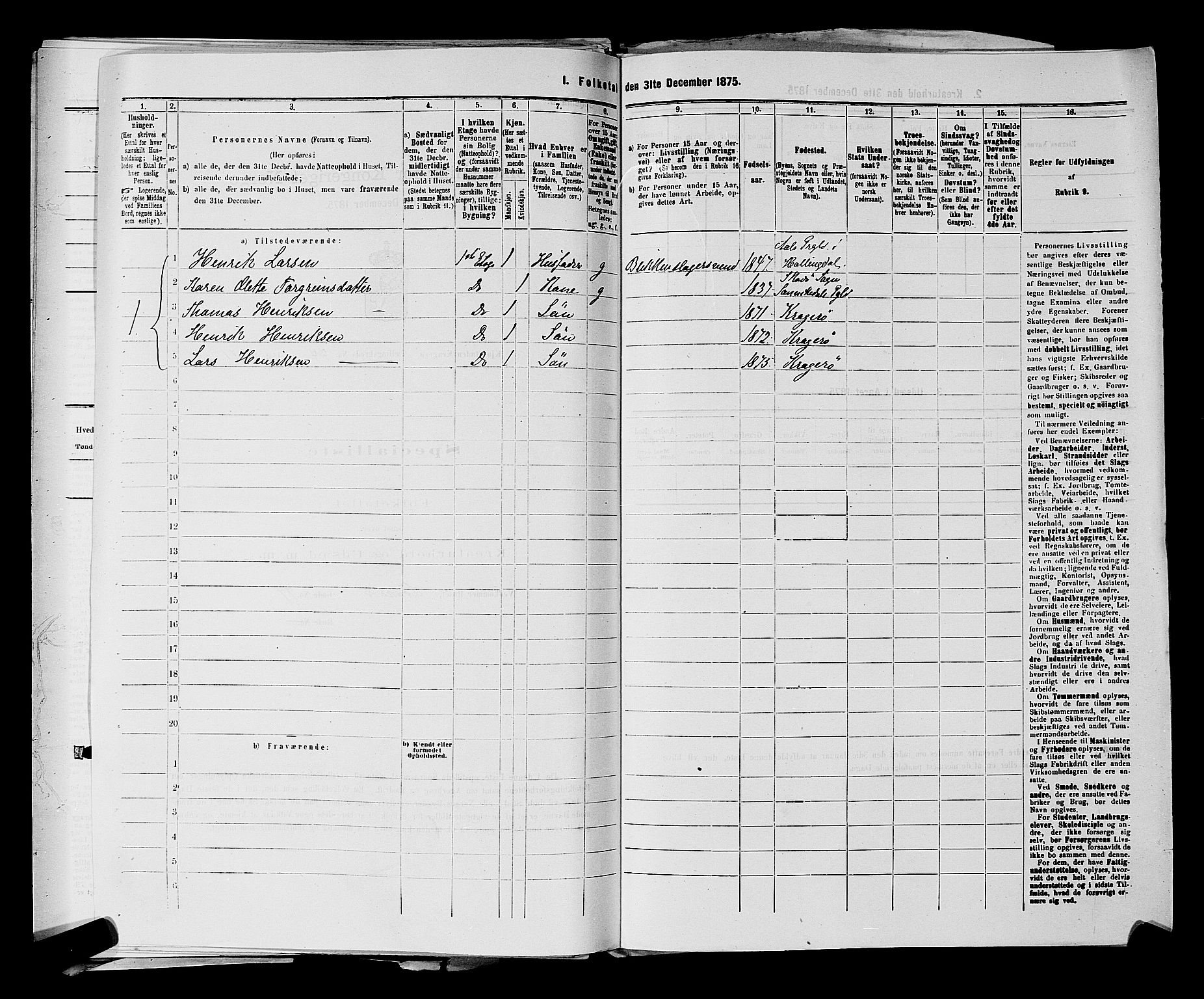 SAKO, 1875 census for 0801P Kragerø, 1875, p. 985