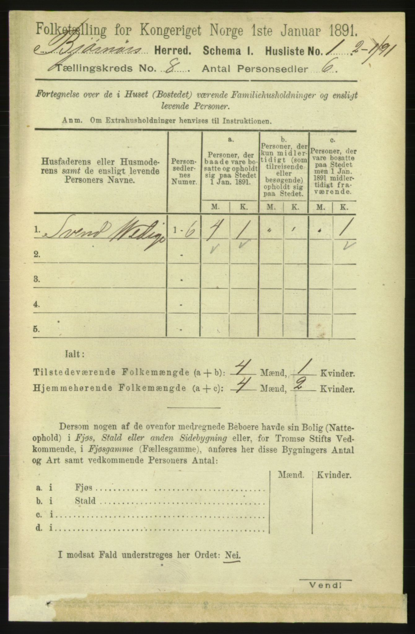 RA, 1891 census for 1632 Bjørnør, 1891, p. 3324