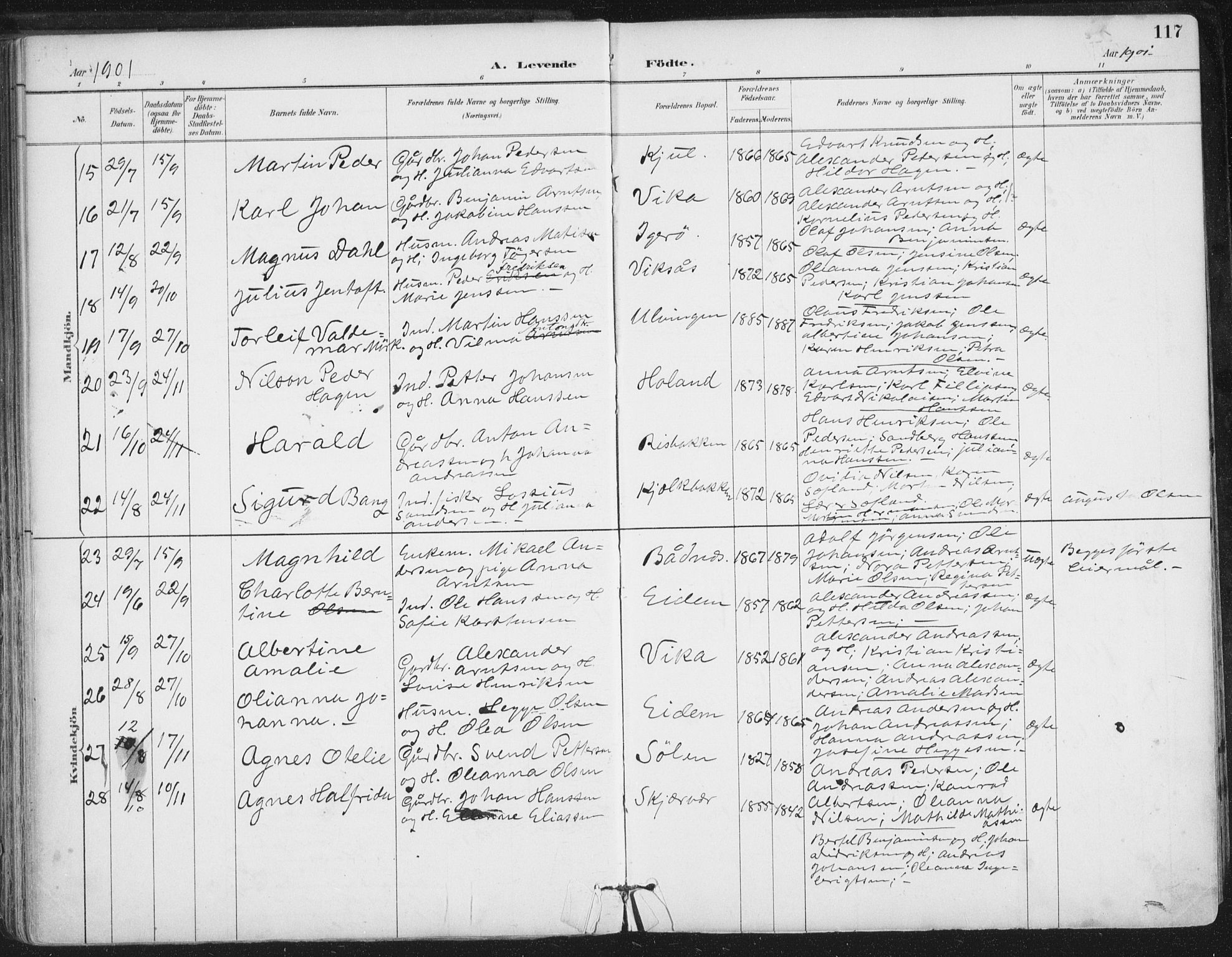 Ministerialprotokoller, klokkerbøker og fødselsregistre - Nordland, AV/SAT-A-1459/816/L0244: Parish register (official) no. 816A10, 1886-1903, p. 117