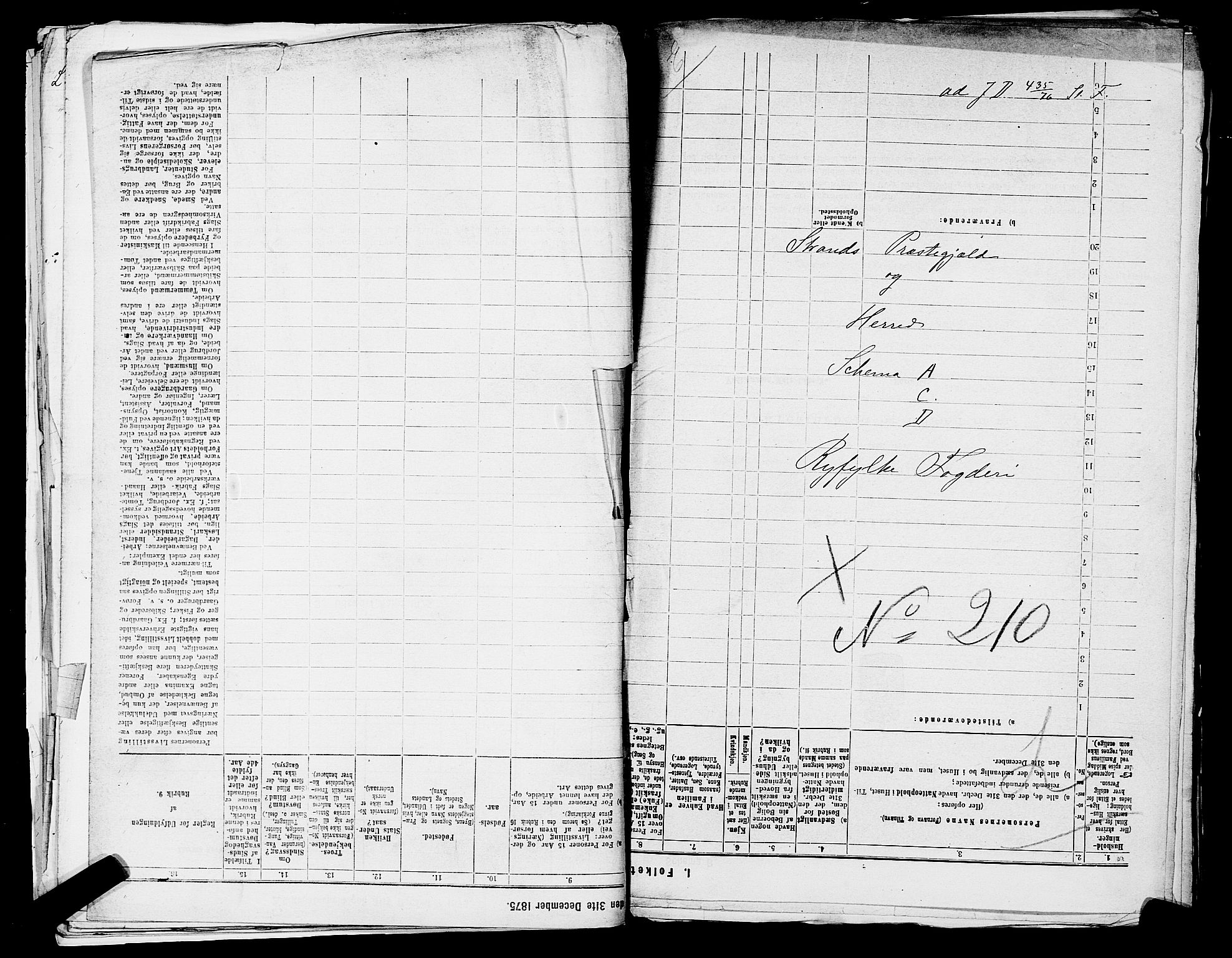 SAST, 1875 census for 1130P Strand, 1875, p. 1