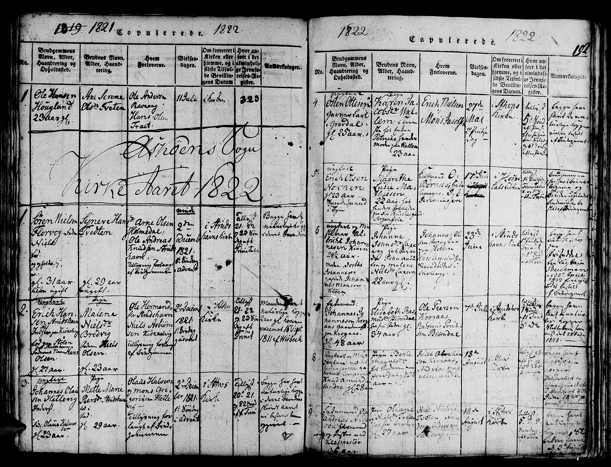 Askøy Sokneprestembete, SAB/A-74101/H/Ha/Haa/Haaa/L0003: Parish register (official) no. A 3, 1815-1825, p. 192