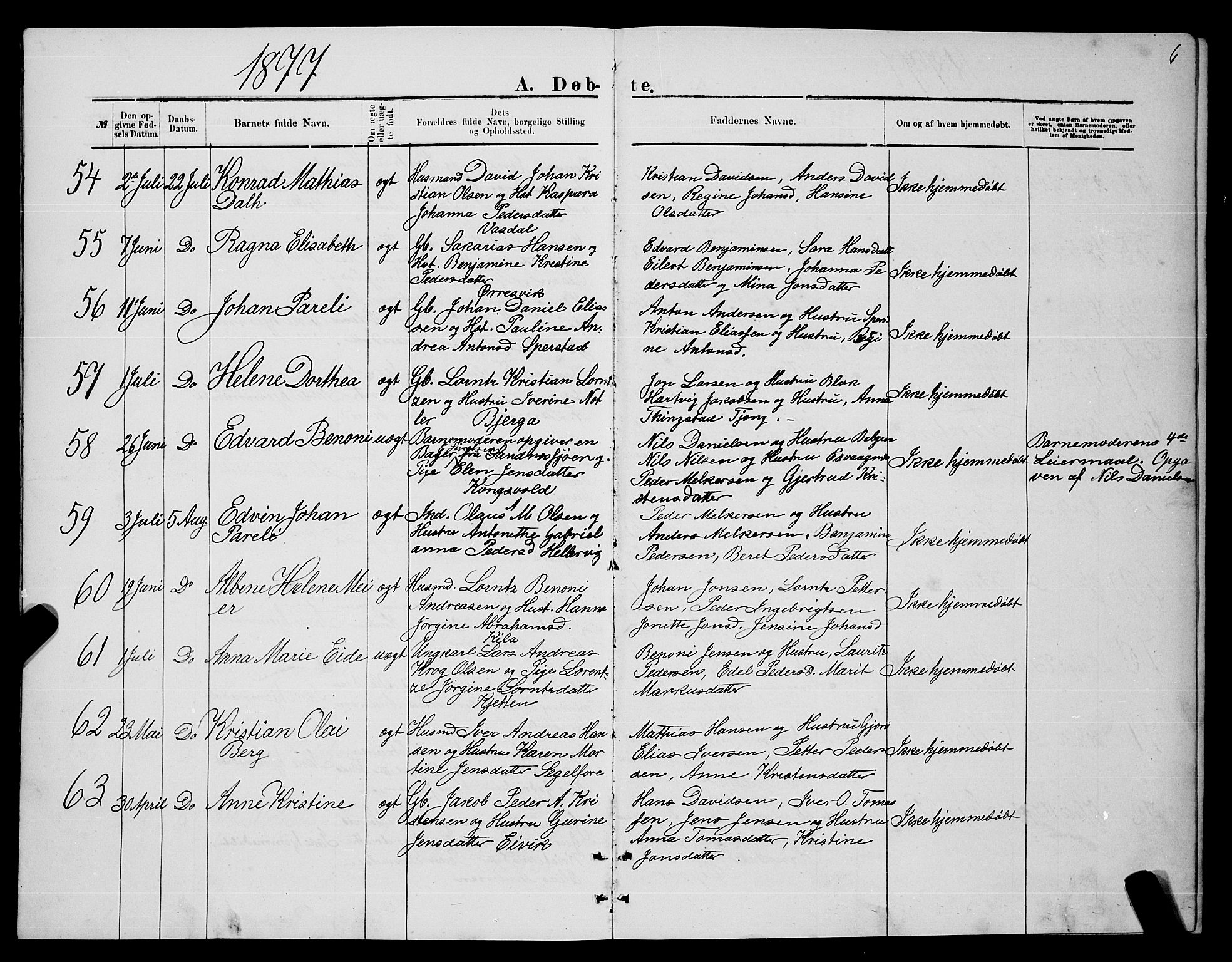 Ministerialprotokoller, klokkerbøker og fødselsregistre - Nordland, SAT/A-1459/841/L0620: Parish register (copy) no. 841C04, 1877-1896, p. 6