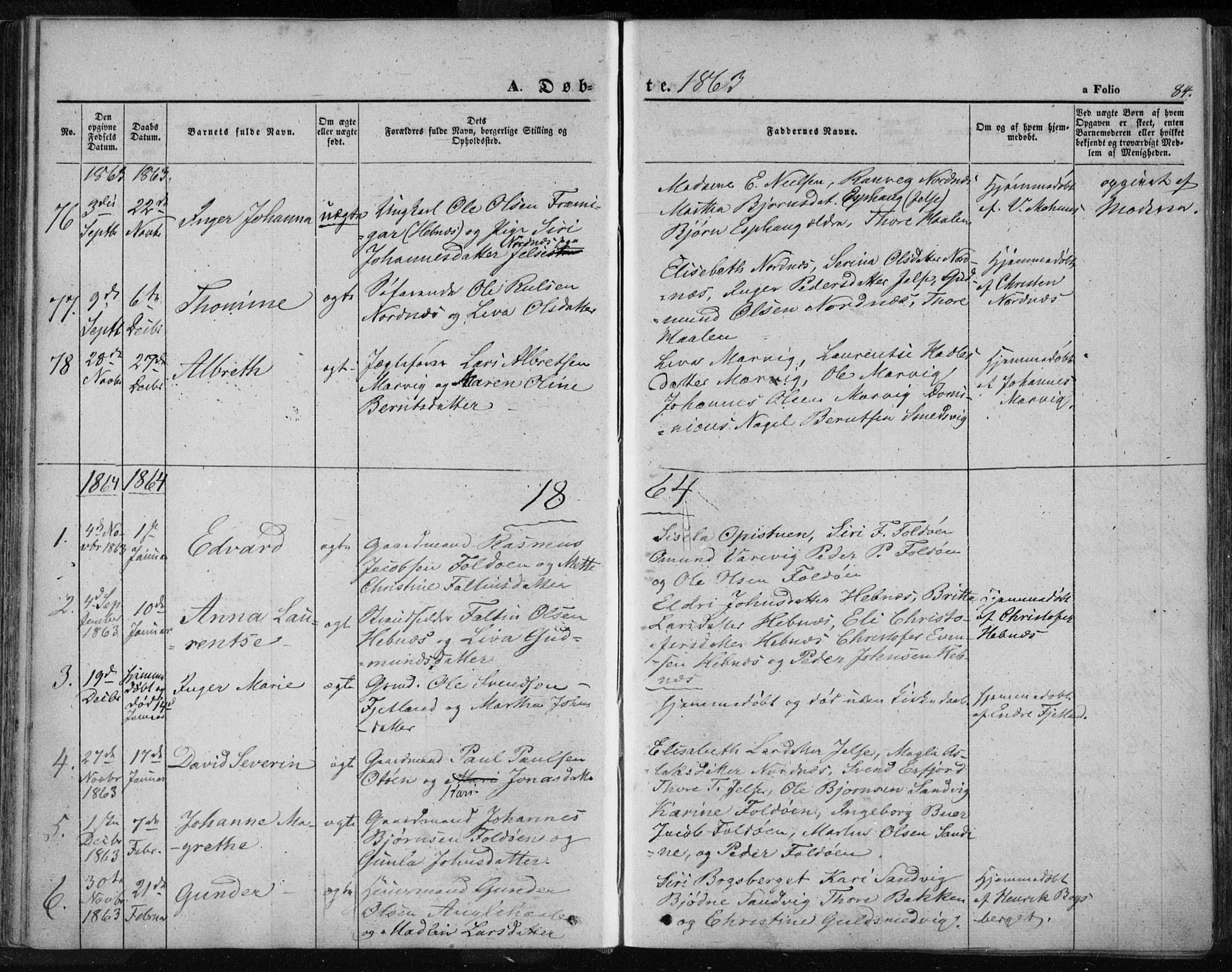Jelsa sokneprestkontor, SAST/A-101842/01/IV: Parish register (official) no. A 7, 1854-1866, p. 84
