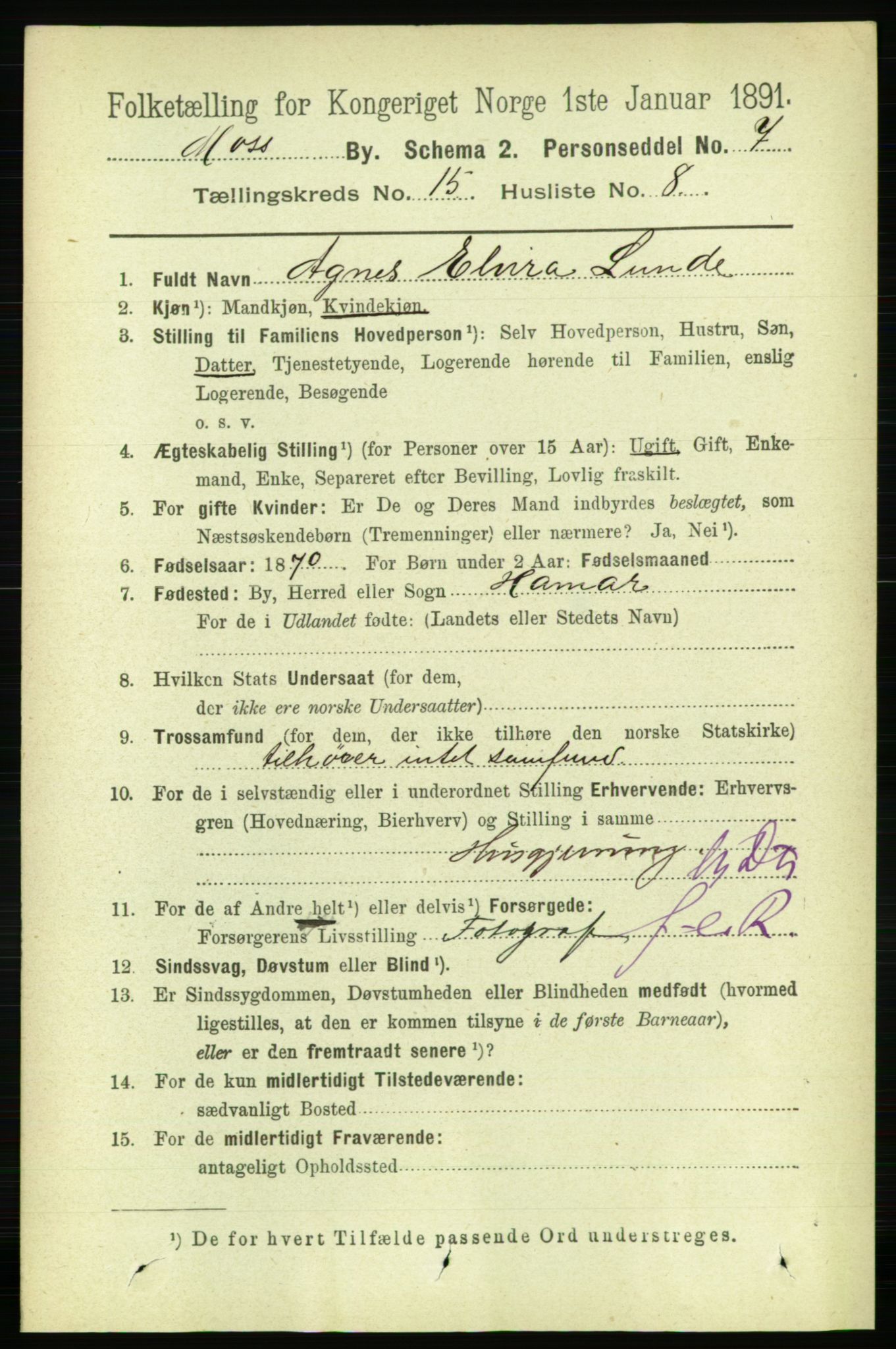 RA, 1891 census for 0104 Moss, 1891, p. 7341