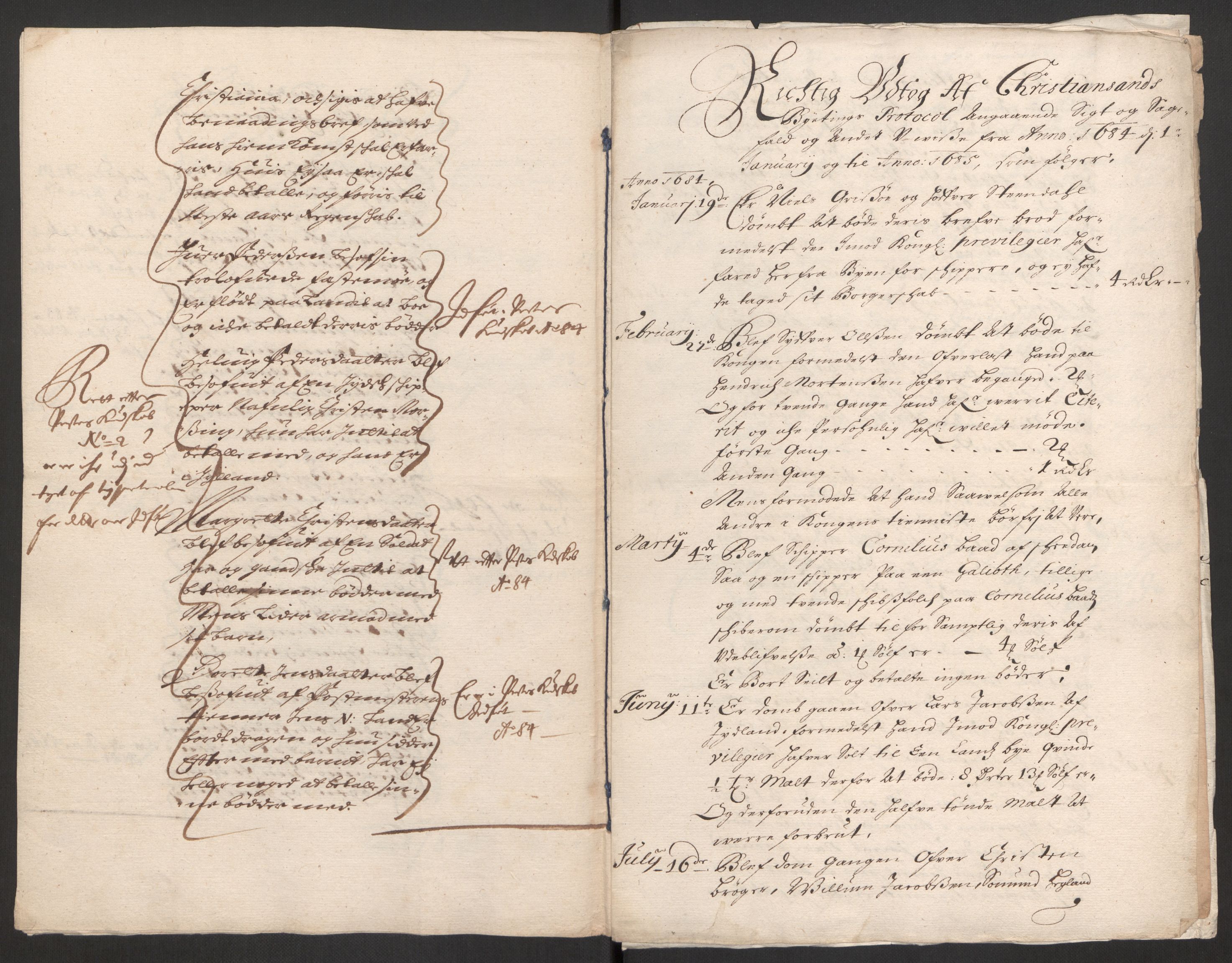 Rentekammeret inntil 1814, Reviderte regnskaper, Byregnskaper, AV/RA-EA-4066/R/Rm/L0285: [M18] Sikt og sakefall, 1681-1718, p. 38