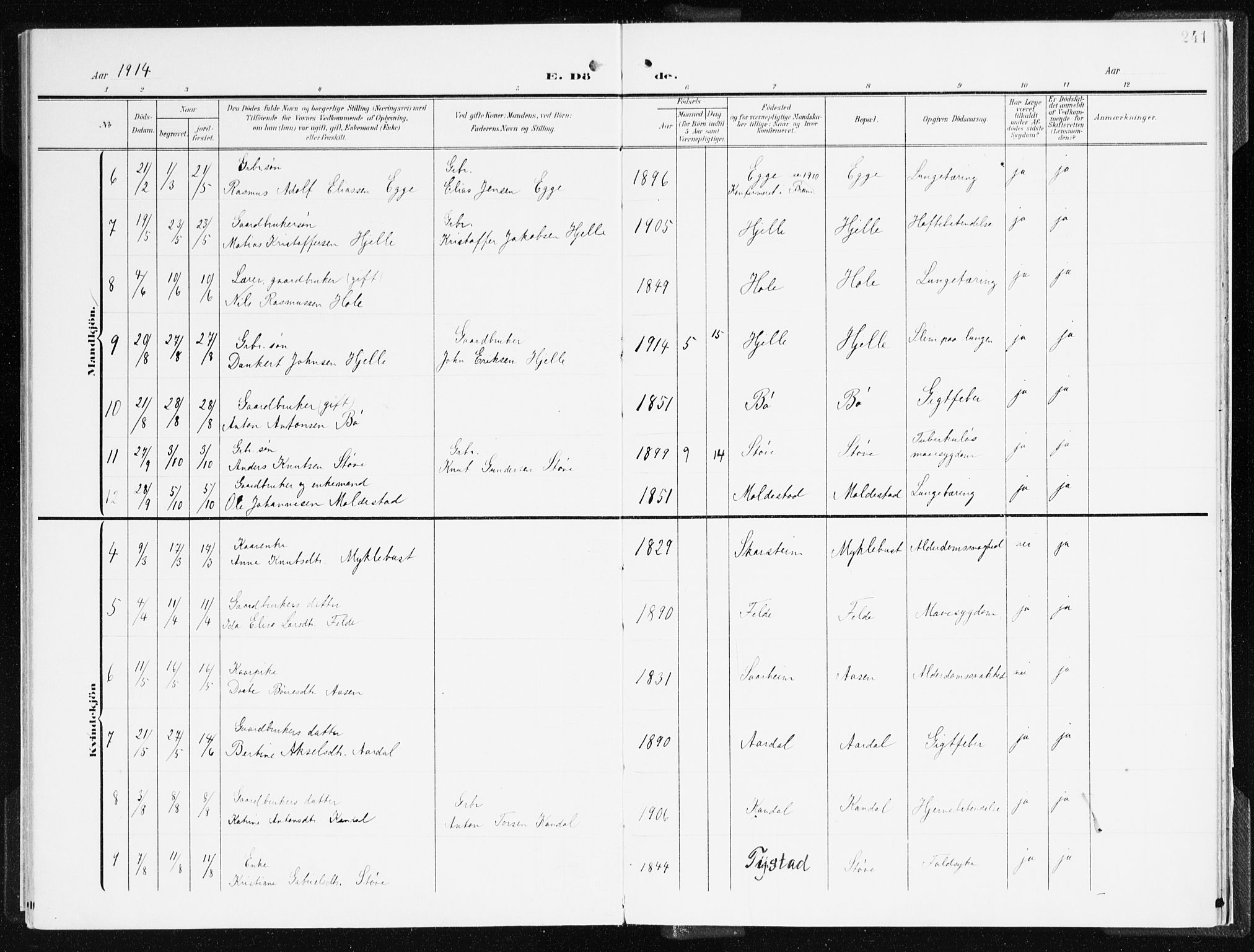 Gloppen sokneprestembete, AV/SAB-A-80101/H/Haa/Haac/L0003: Parish register (official) no. C 3, 1904-1921, p. 241