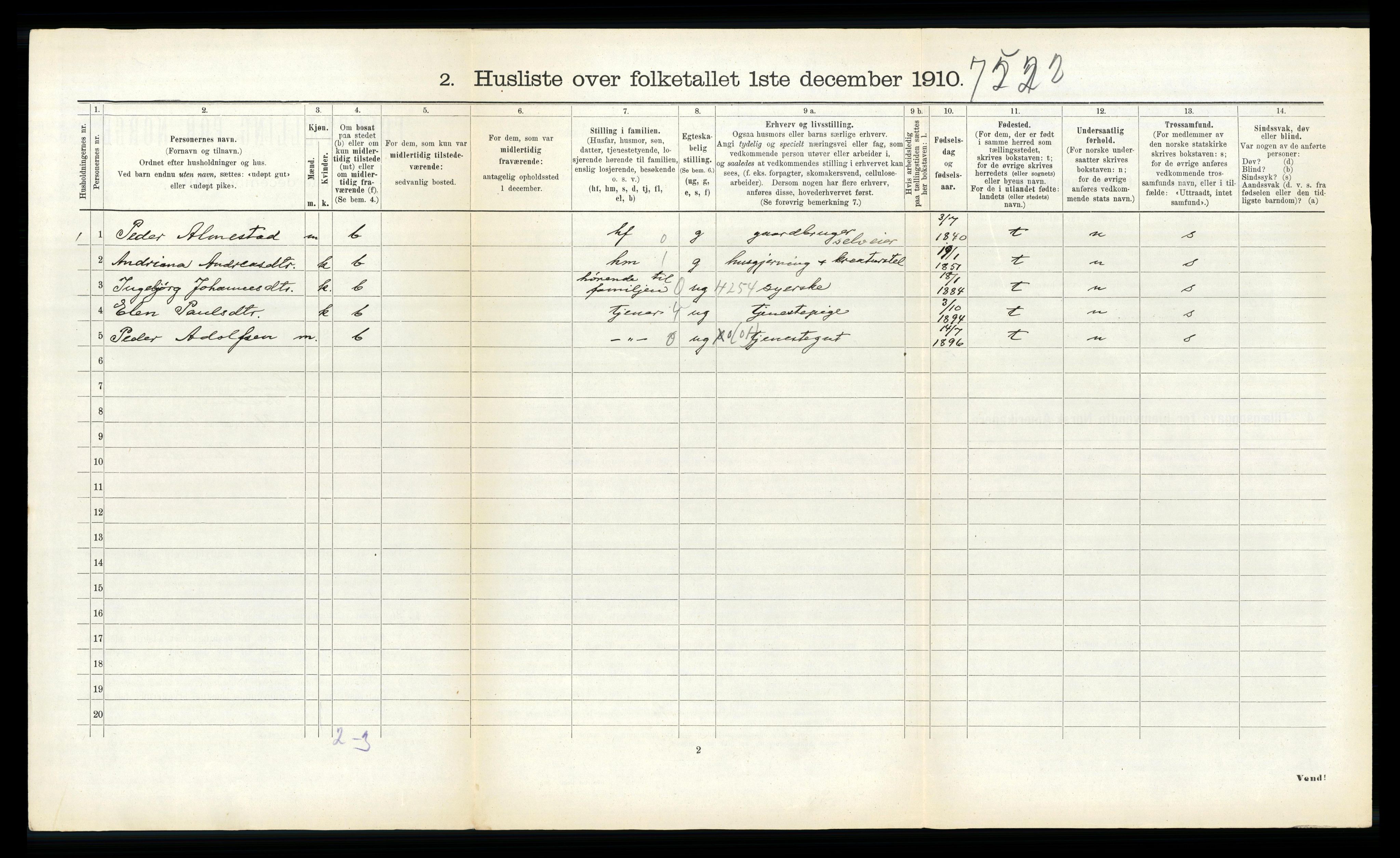 RA, 1910 census for Sande, 1910, p. 241