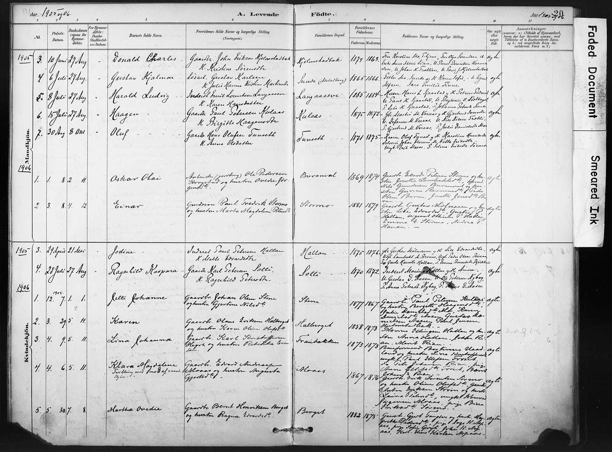 Ministerialprotokoller, klokkerbøker og fødselsregistre - Nord-Trøndelag, SAT/A-1458/718/L0175: Parish register (official) no. 718A01, 1890-1923, p. 20