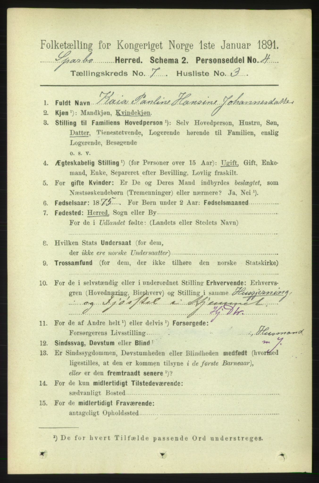 RA, 1891 census for 1731 Sparbu, 1891, p. 2417