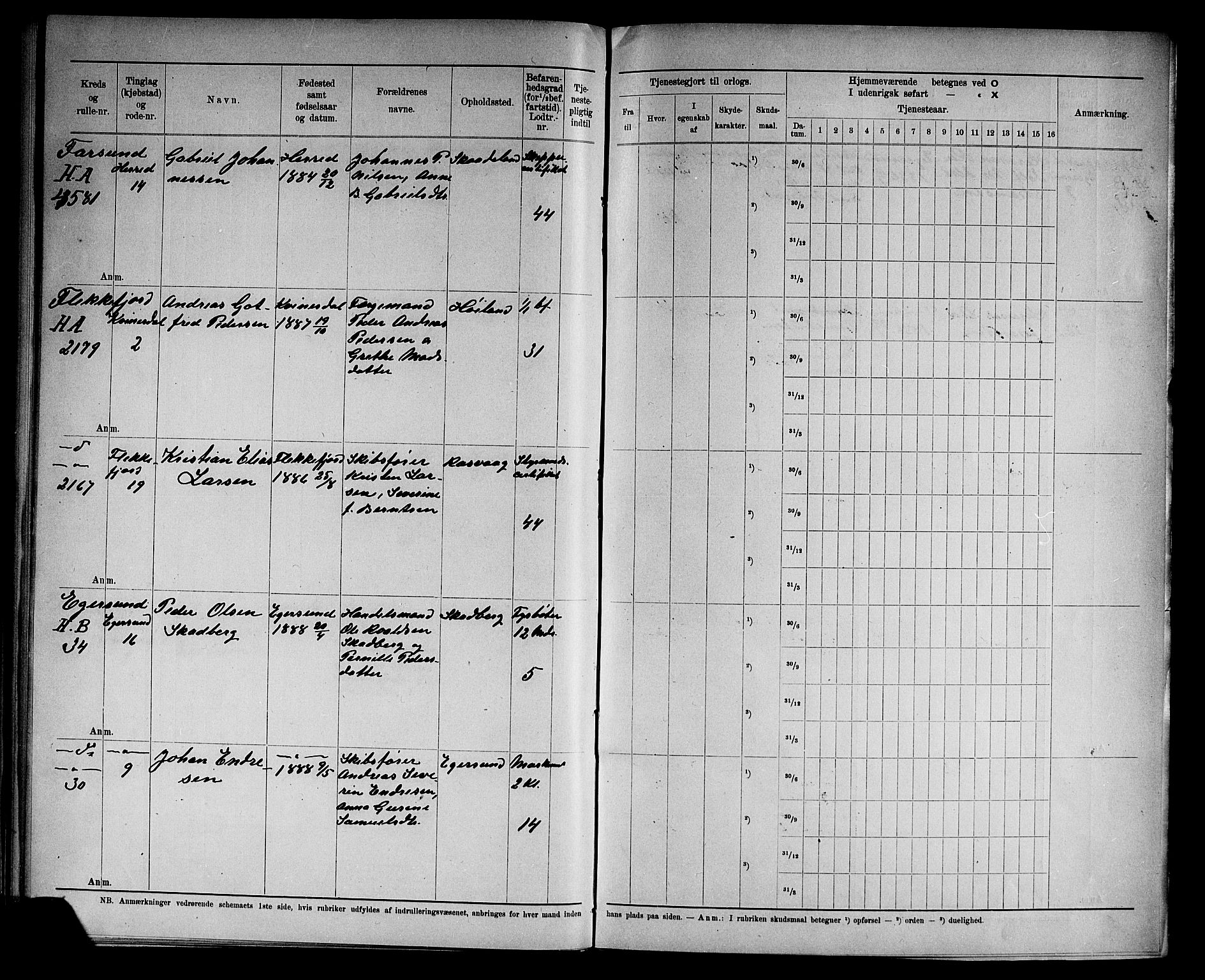 Kristiansand mønstringskrets, AV/SAK-2031-0015/F/Fd/L0012: Rulle sjøvernepliktige, C-12, 1910, p. 43