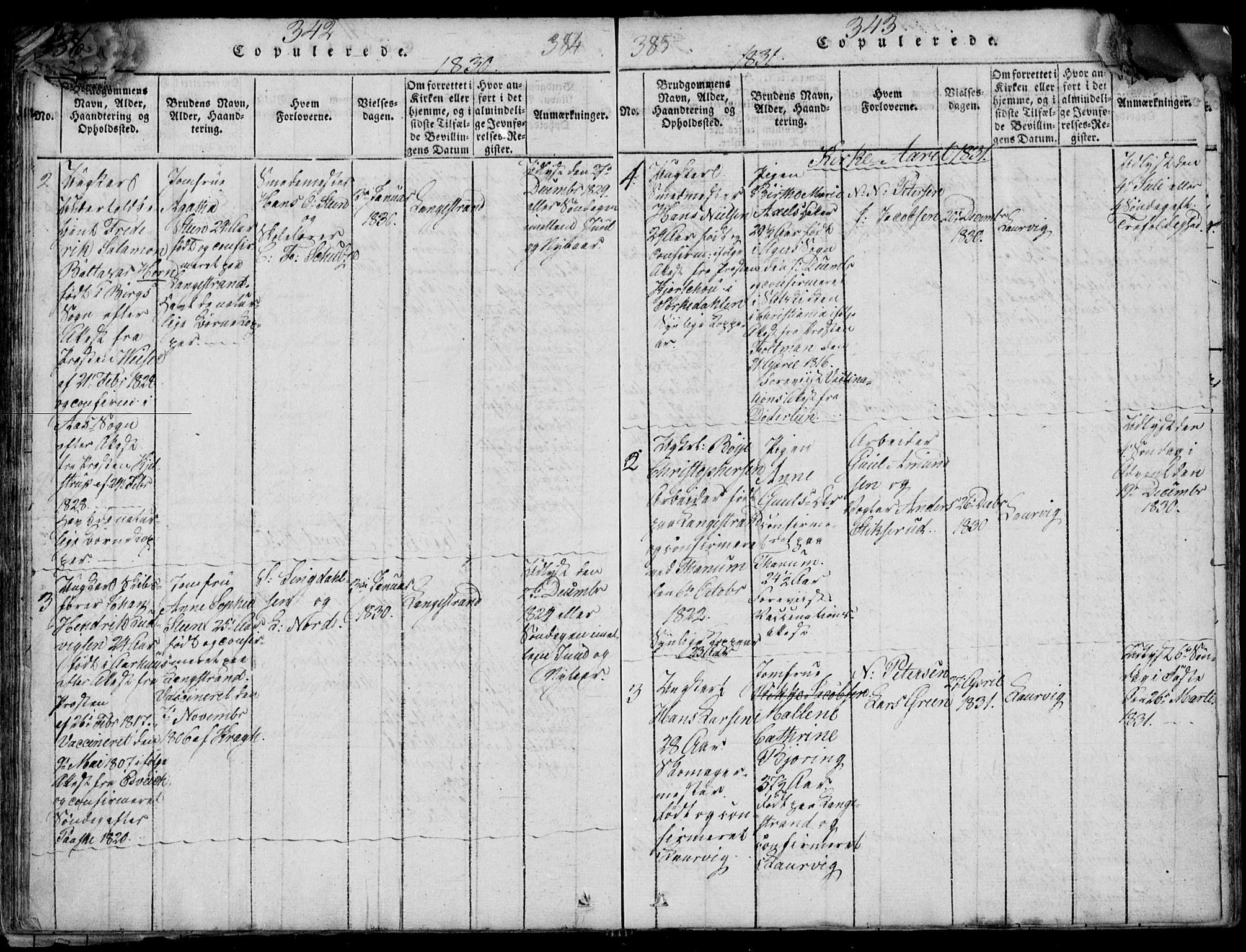 Larvik kirkebøker, SAKO/A-352/F/Fb/L0002: Parish register (official) no. II 2, 1818-1842, p. 342-343