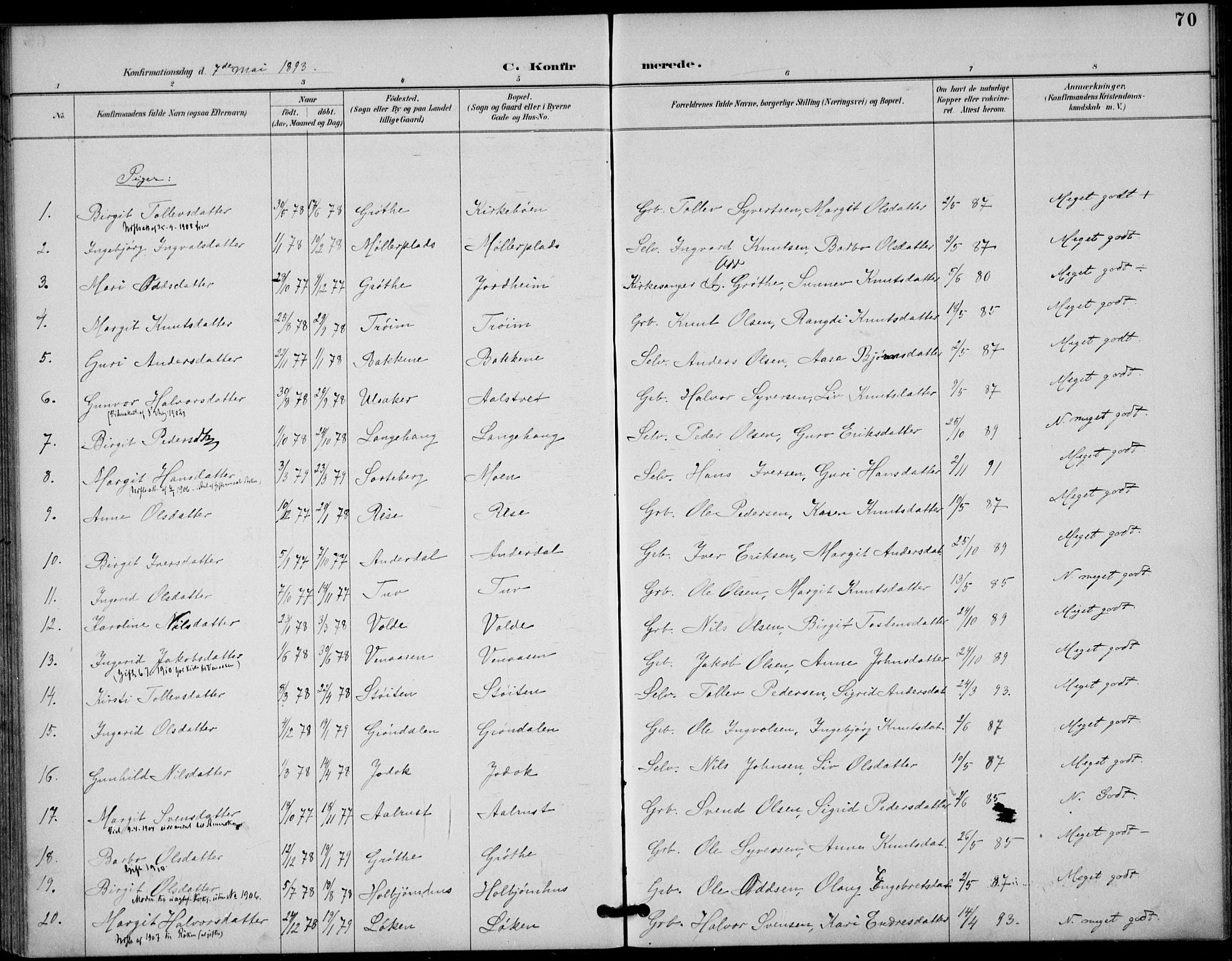 Gol kirkebøker, AV/SAKO-A-226/F/Fb/L0001: Parish register (official) no. II 1, 1887-1900, p. 70