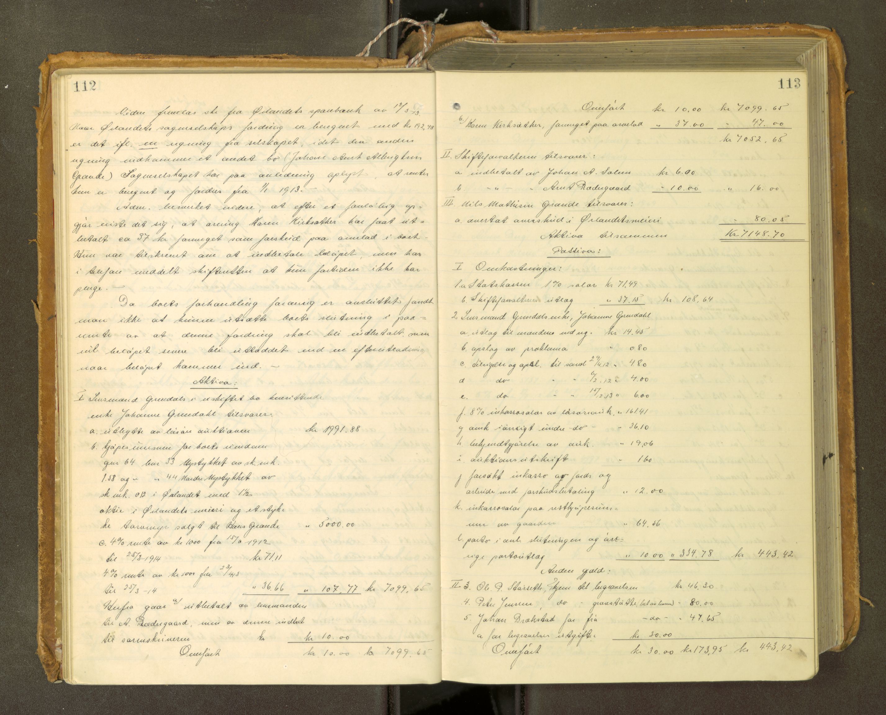 Fosen sorenskriveri, AV/SAT-A-1107/1/3/3A/L0031: Skifteutlodningsprotokoll nr. 10, 1913-1919, p. 112-113