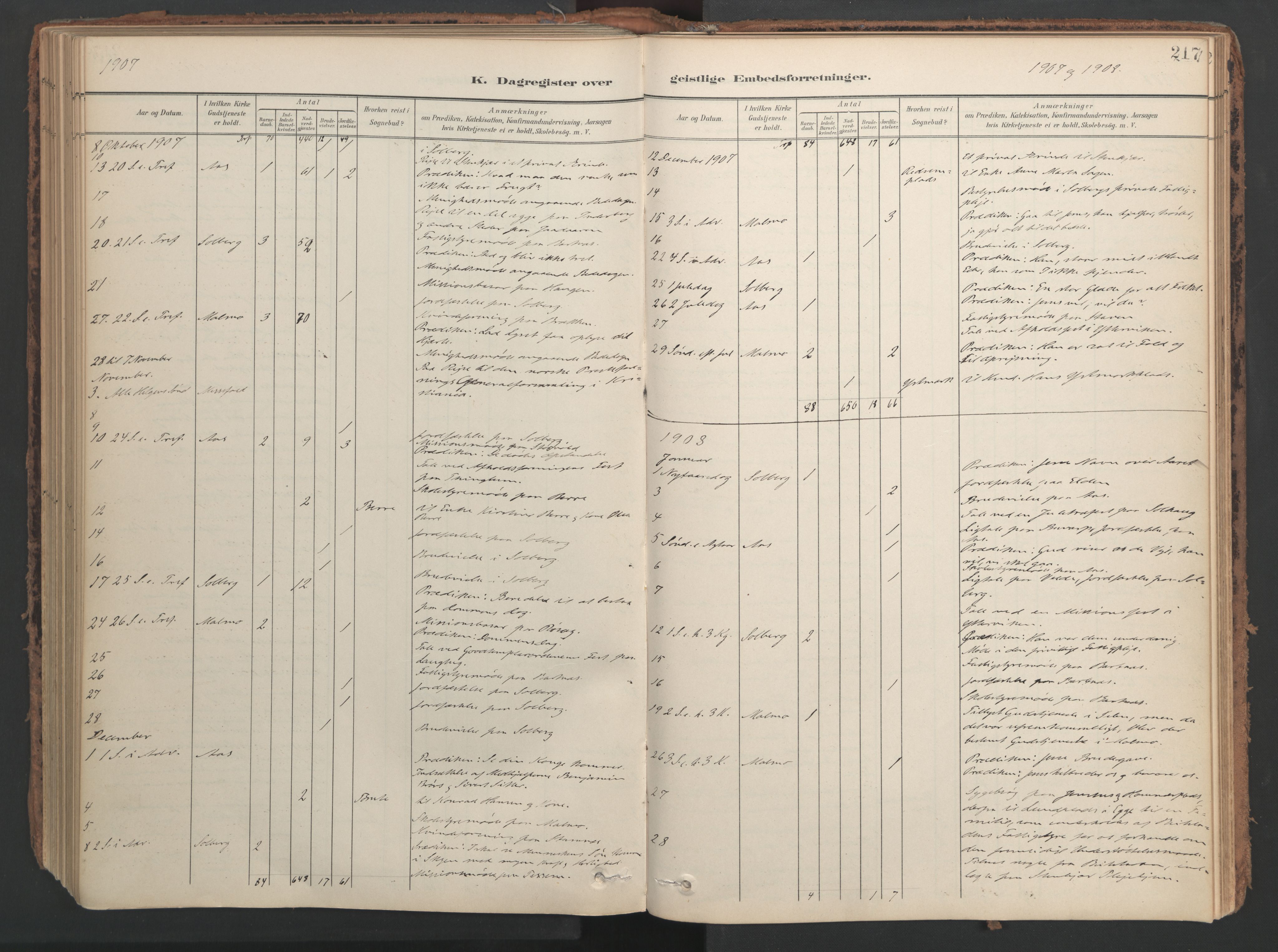 Ministerialprotokoller, klokkerbøker og fødselsregistre - Nord-Trøndelag, SAT/A-1458/741/L0397: Parish register (official) no. 741A11, 1901-1911, p. 217