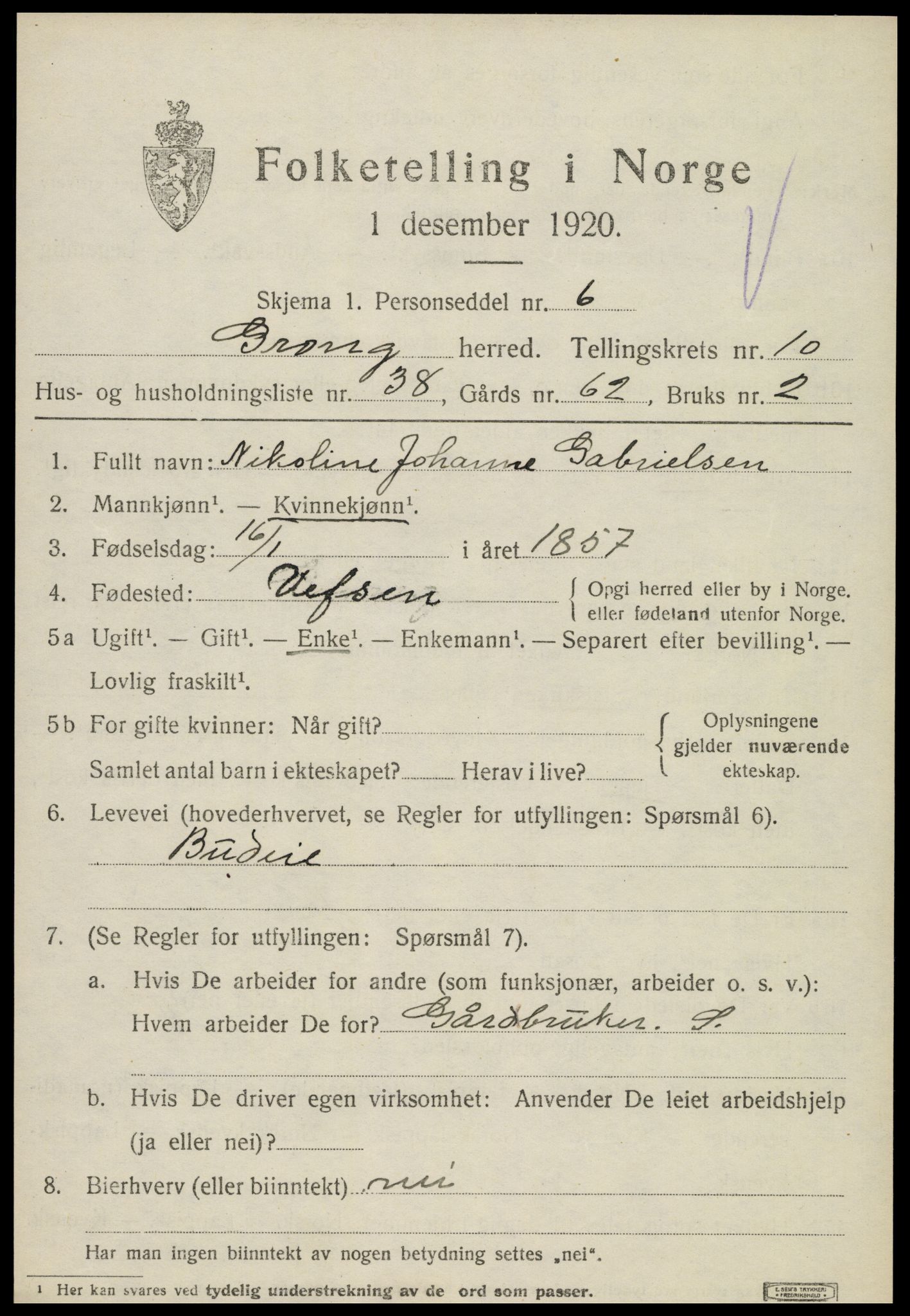 SAT, 1920 census for Grong, 1920, p. 6093