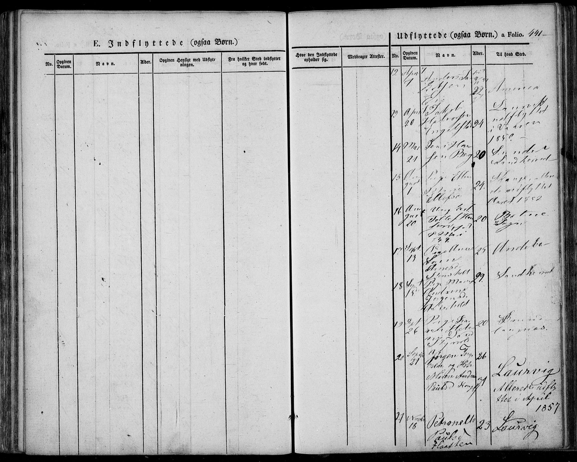 Lardal kirkebøker, SAKO/A-350/F/Fa/L0006: Parish register (official) no. I 6, 1835-1860, p. 441