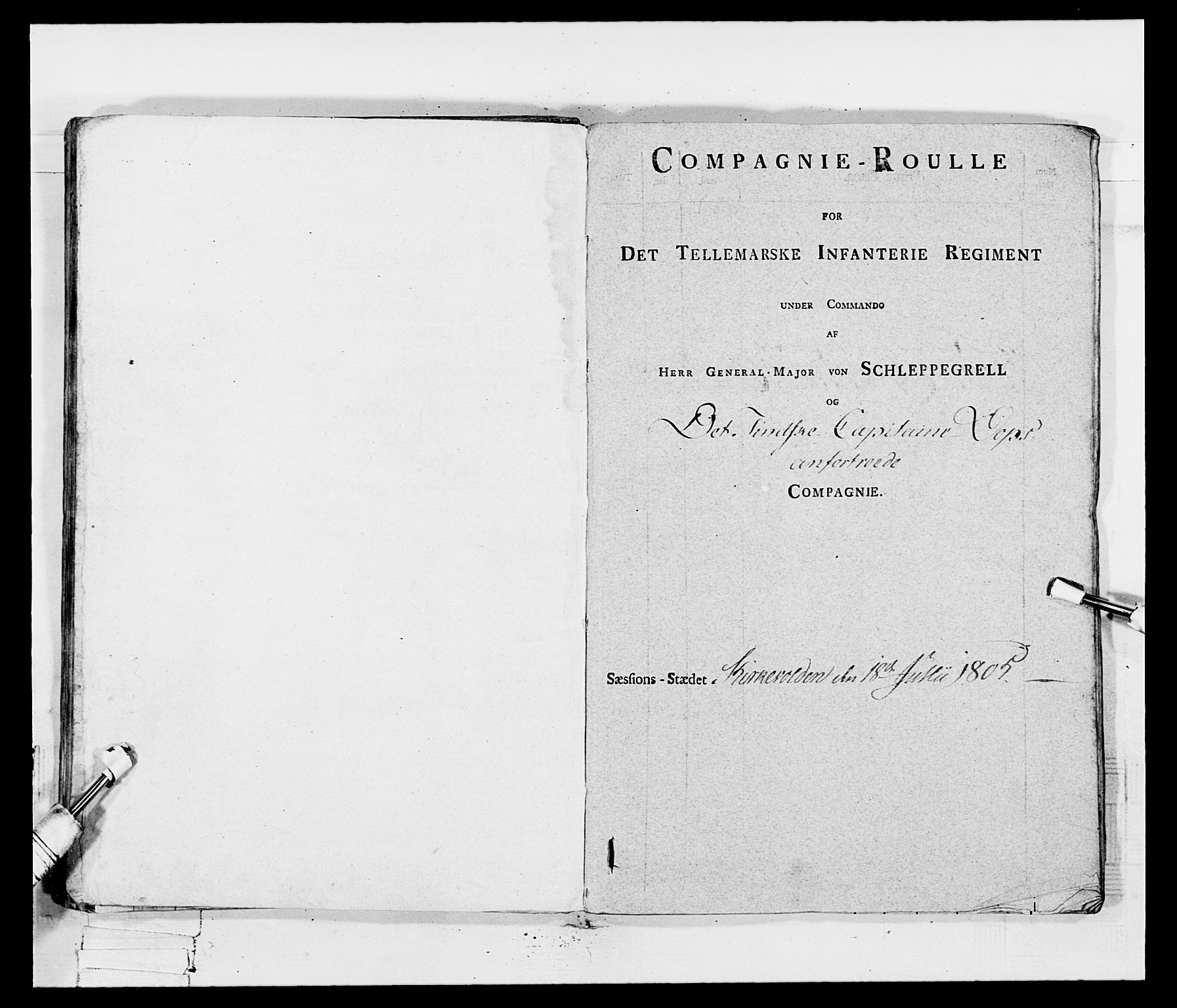 Generalitets- og kommissariatskollegiet, Det kongelige norske kommissariatskollegium, AV/RA-EA-5420/E/Eh/L0115: Telemarkske nasjonale infanteriregiment, 1802-1805, p. 485