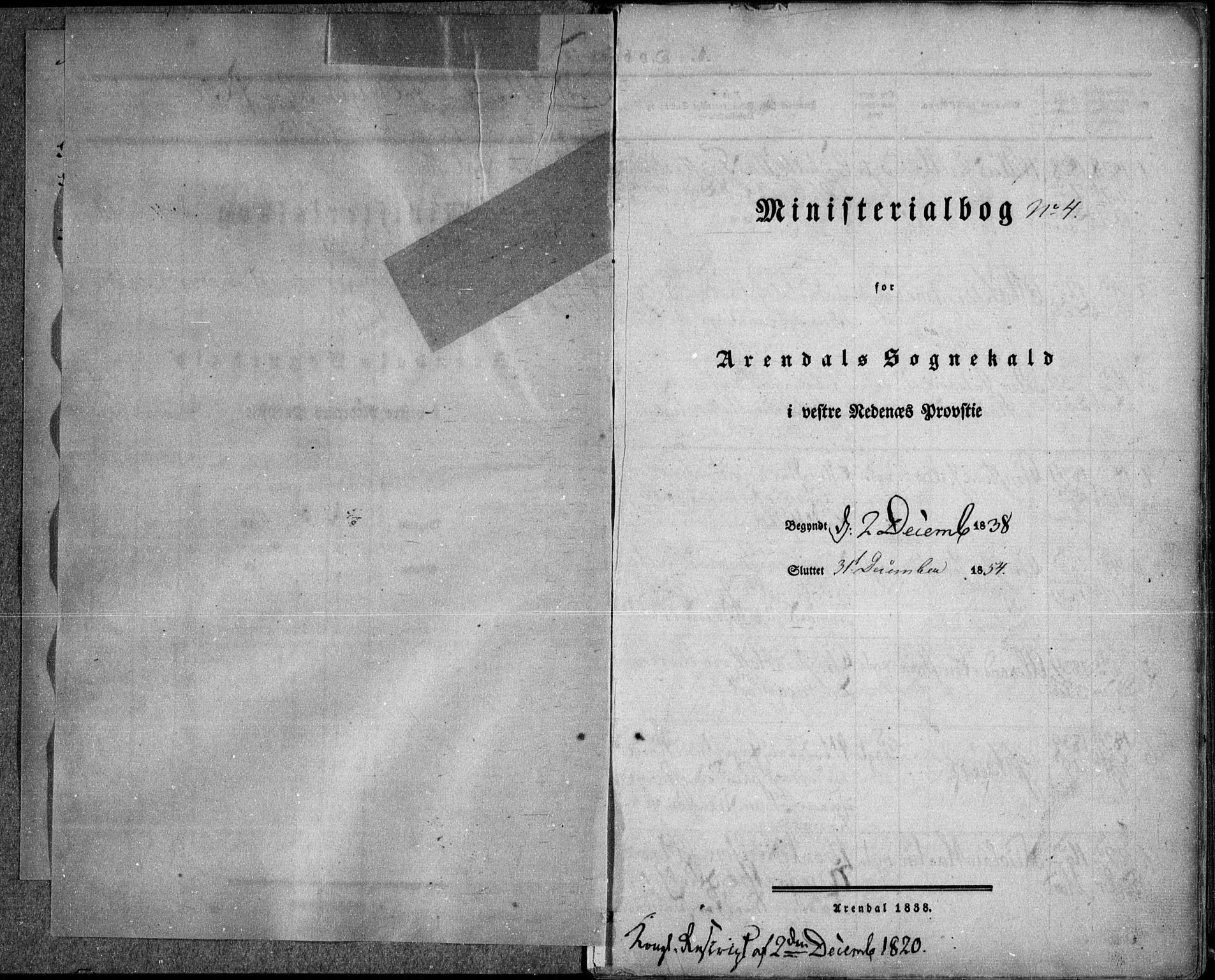Arendal sokneprestkontor, Trefoldighet, AV/SAK-1111-0040/F/Fa/L0005: Parish register (official) no. A 5, 1838-1854
