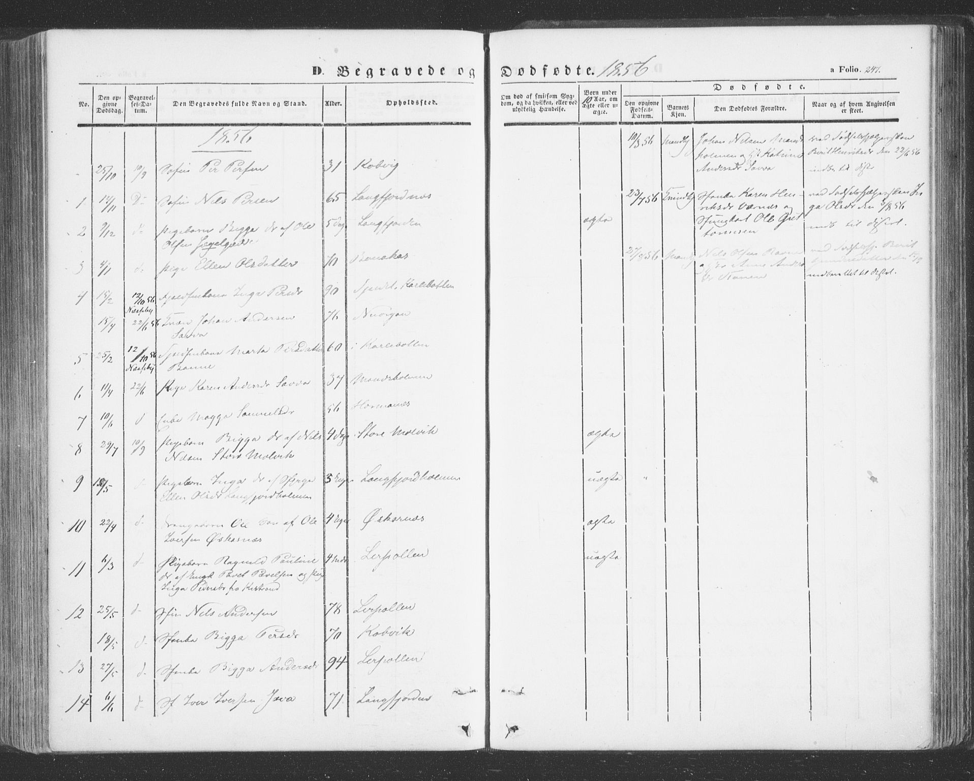 Tana sokneprestkontor, SATØ/S-1334/H/Ha/L0001kirke: Parish register (official) no. 1, 1846-1861, p. 247