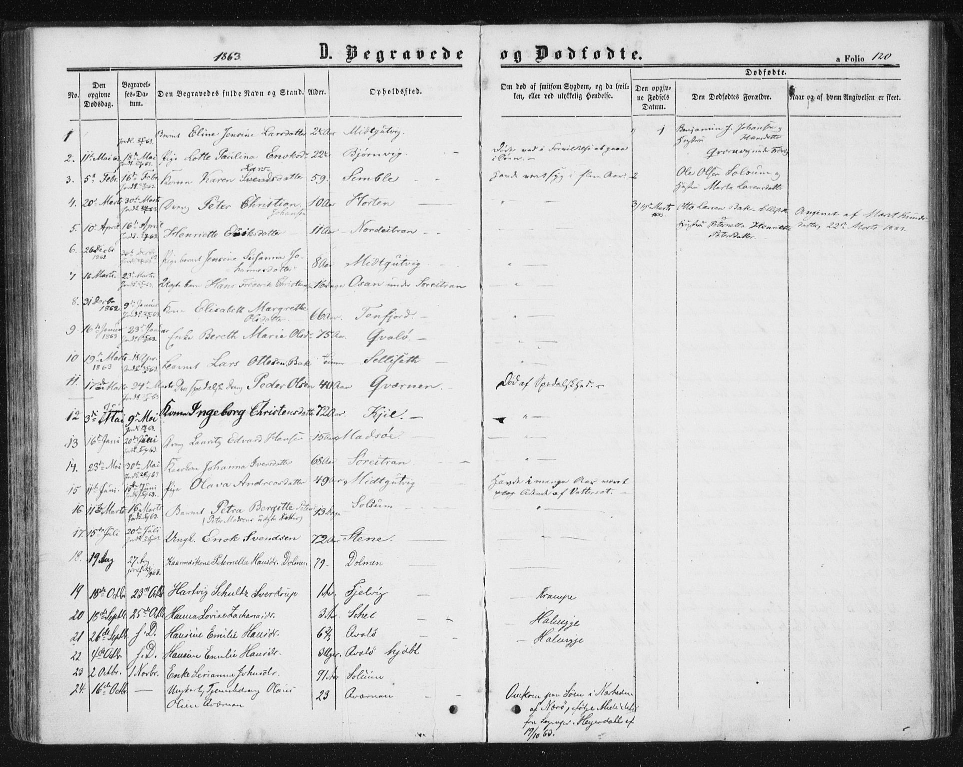 Ministerialprotokoller, klokkerbøker og fødselsregistre - Nord-Trøndelag, SAT/A-1458/788/L0696: Parish register (official) no. 788A03, 1863-1877, p. 120