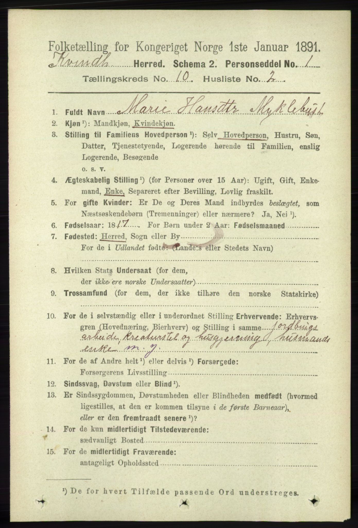 RA, 1891 census for 1224 Kvinnherad, 1891, p. 3572