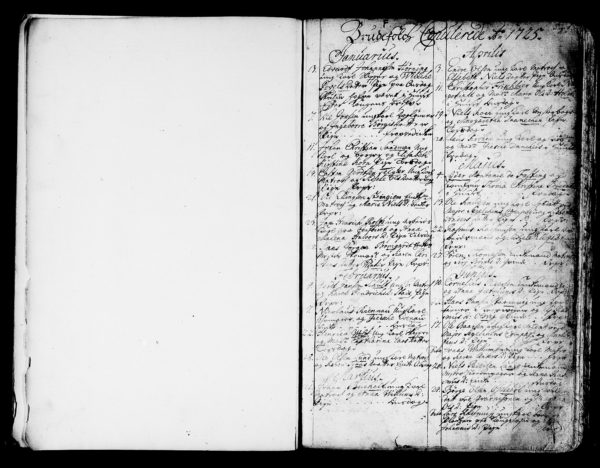 Domkirken sokneprestembete, SAB/A-74801/H/Haa/L0007: Parish register (official) no. A 7, 1725-1826, p. 0-1