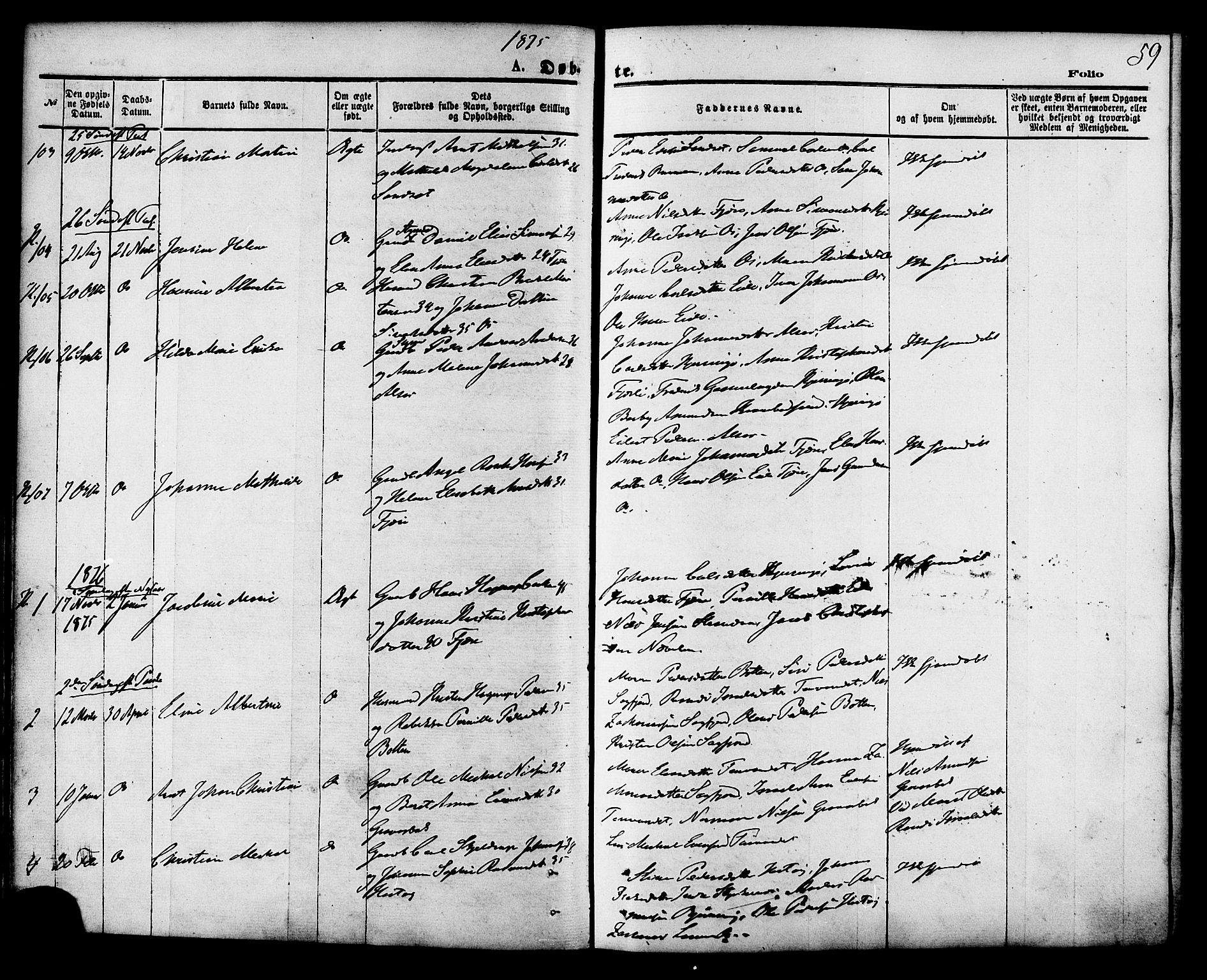 Ministerialprotokoller, klokkerbøker og fødselsregistre - Nordland, AV/SAT-A-1459/853/L0771: Parish register (official) no. 853A10, 1870-1881, p. 59