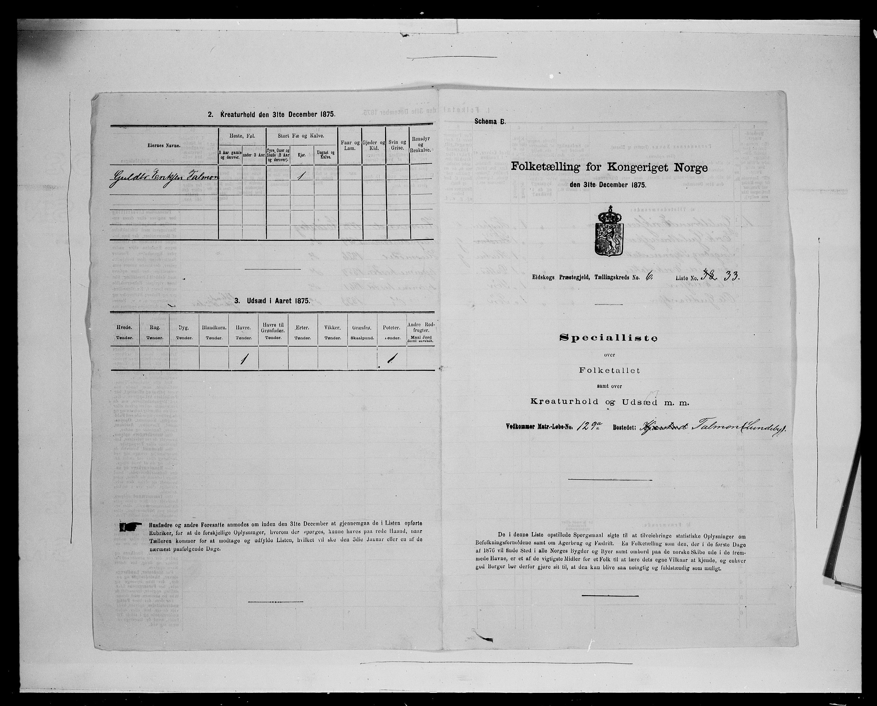 SAH, 1875 census for 0420P Eidskog, 1875, p. 1024