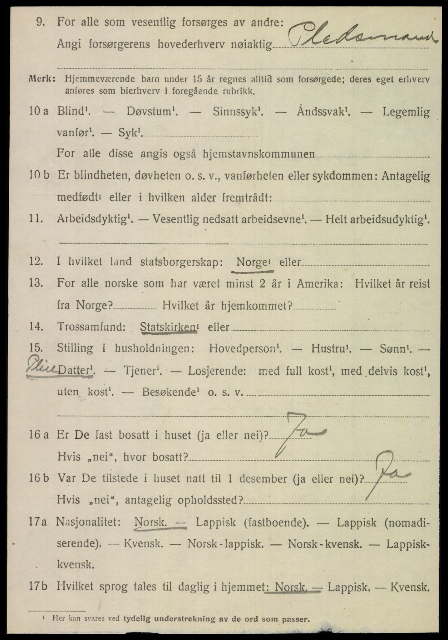 SAT, 1920 census for Dønnes, 1920, p. 1673